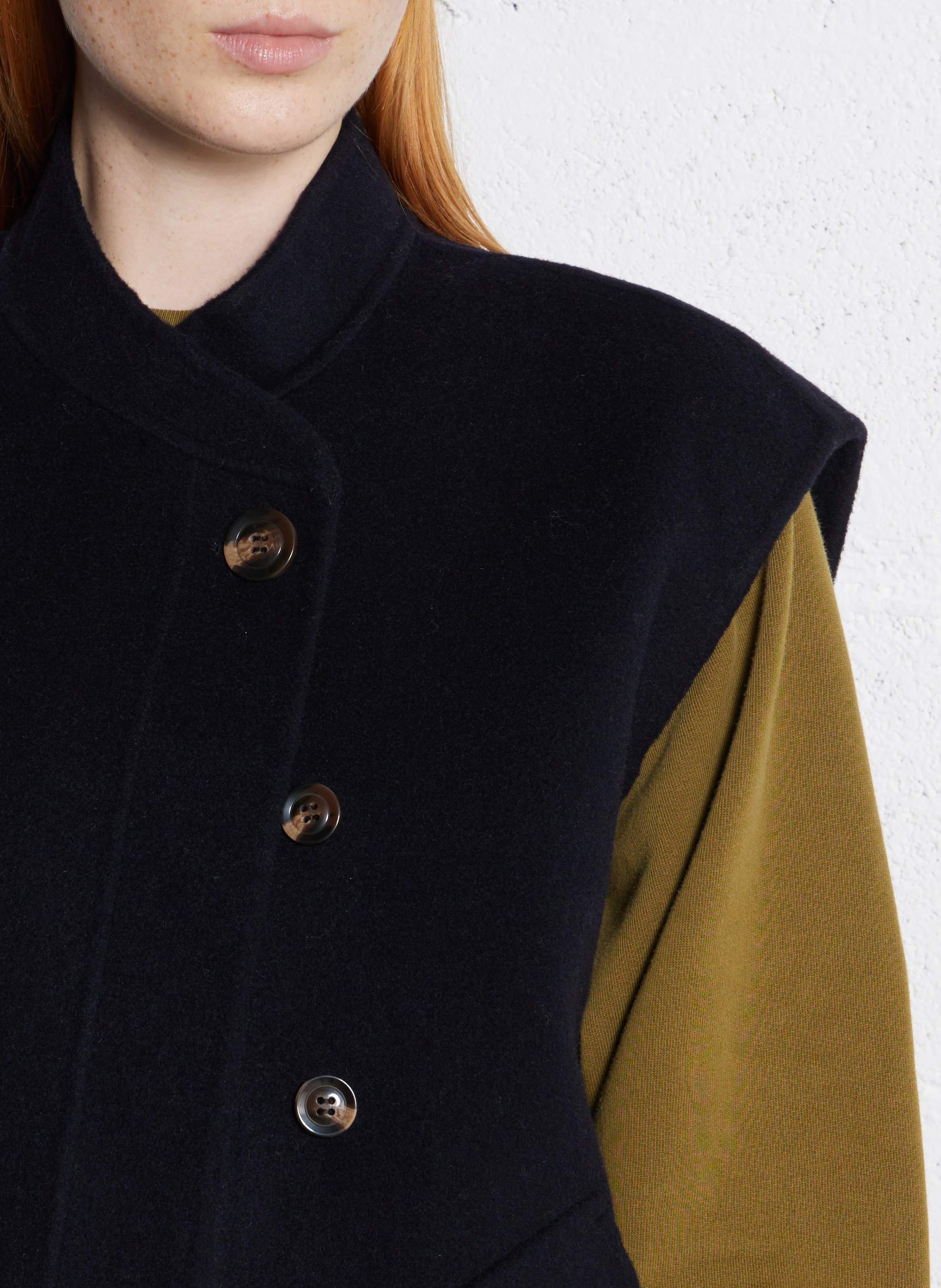 Blouson court sans manches en laine mélangée SOEUR Bleu