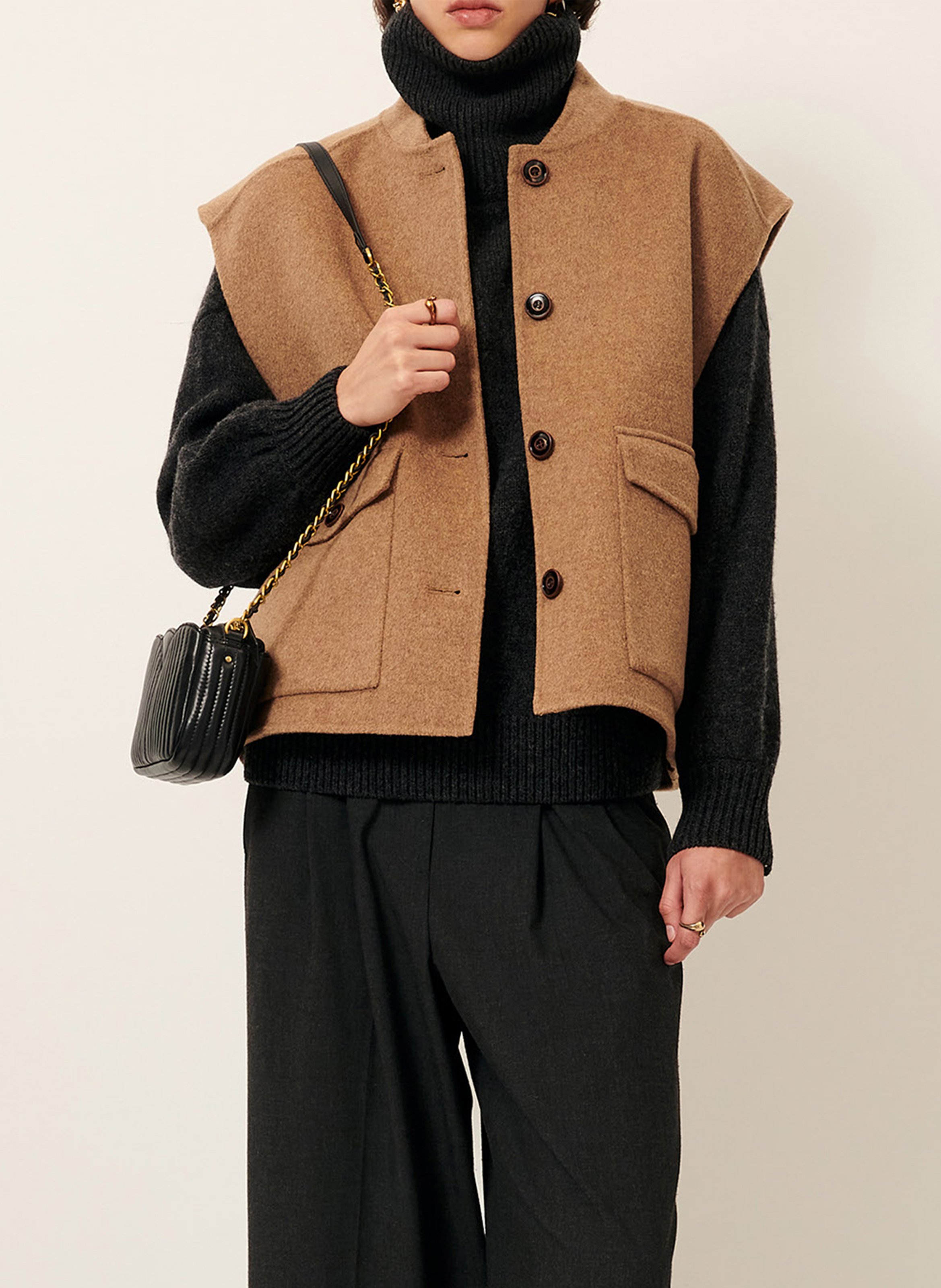 Veste oversize en laine mélangée SESSUN Beige