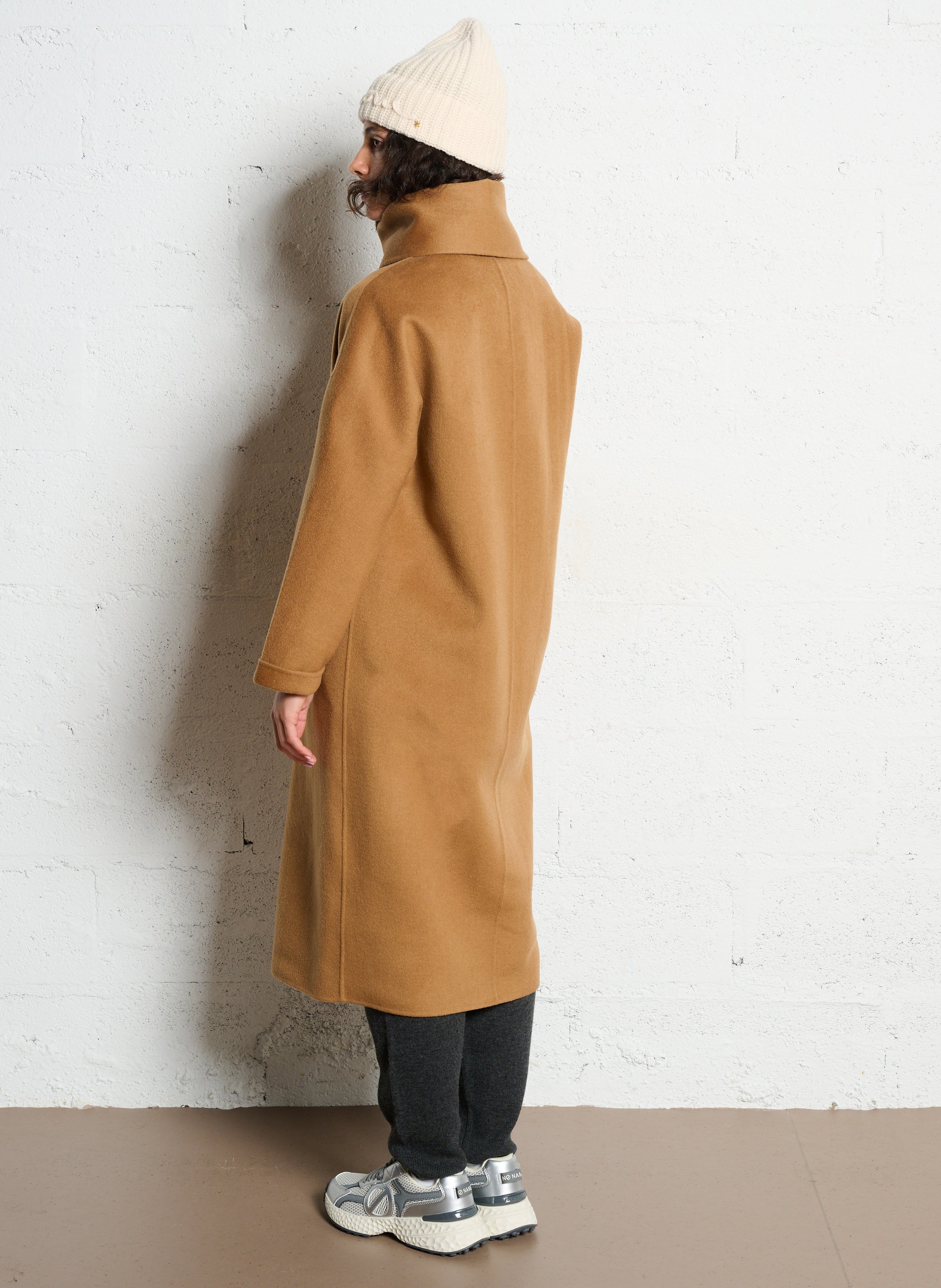 Mid-length coat with wool blend scarf MAISON 123 Beige