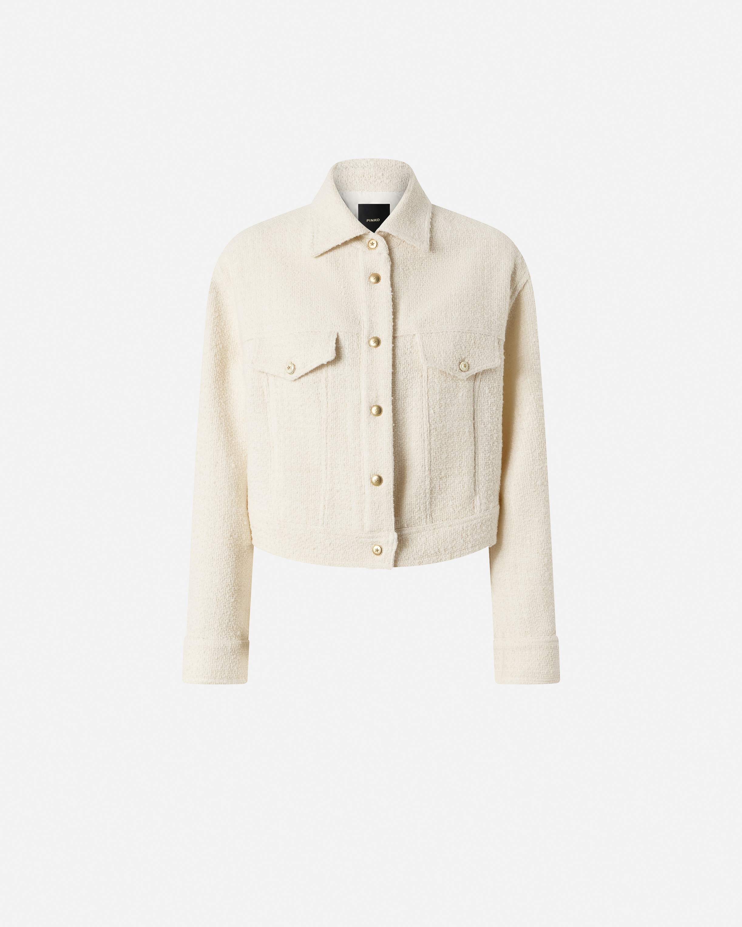 Mixed wool bouclé trucker jacket PINKO White
