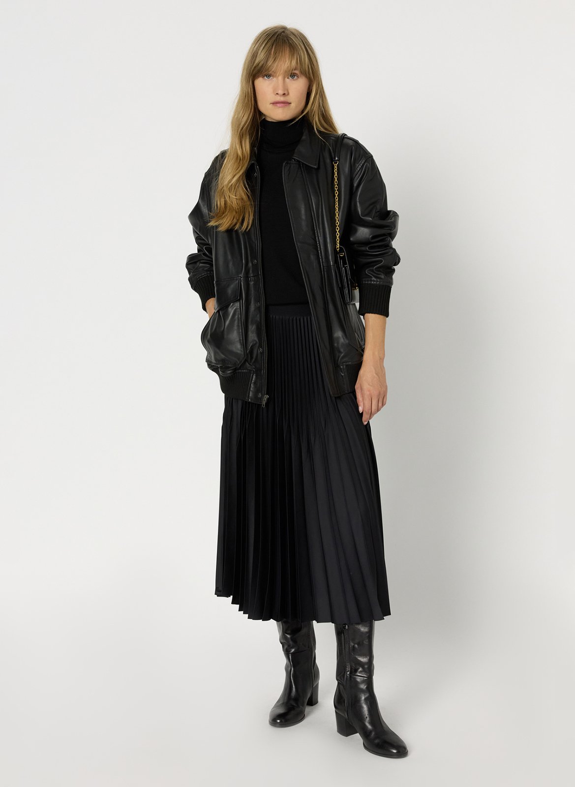 Jupe évasée plissée unie GERARD DAREL Noir