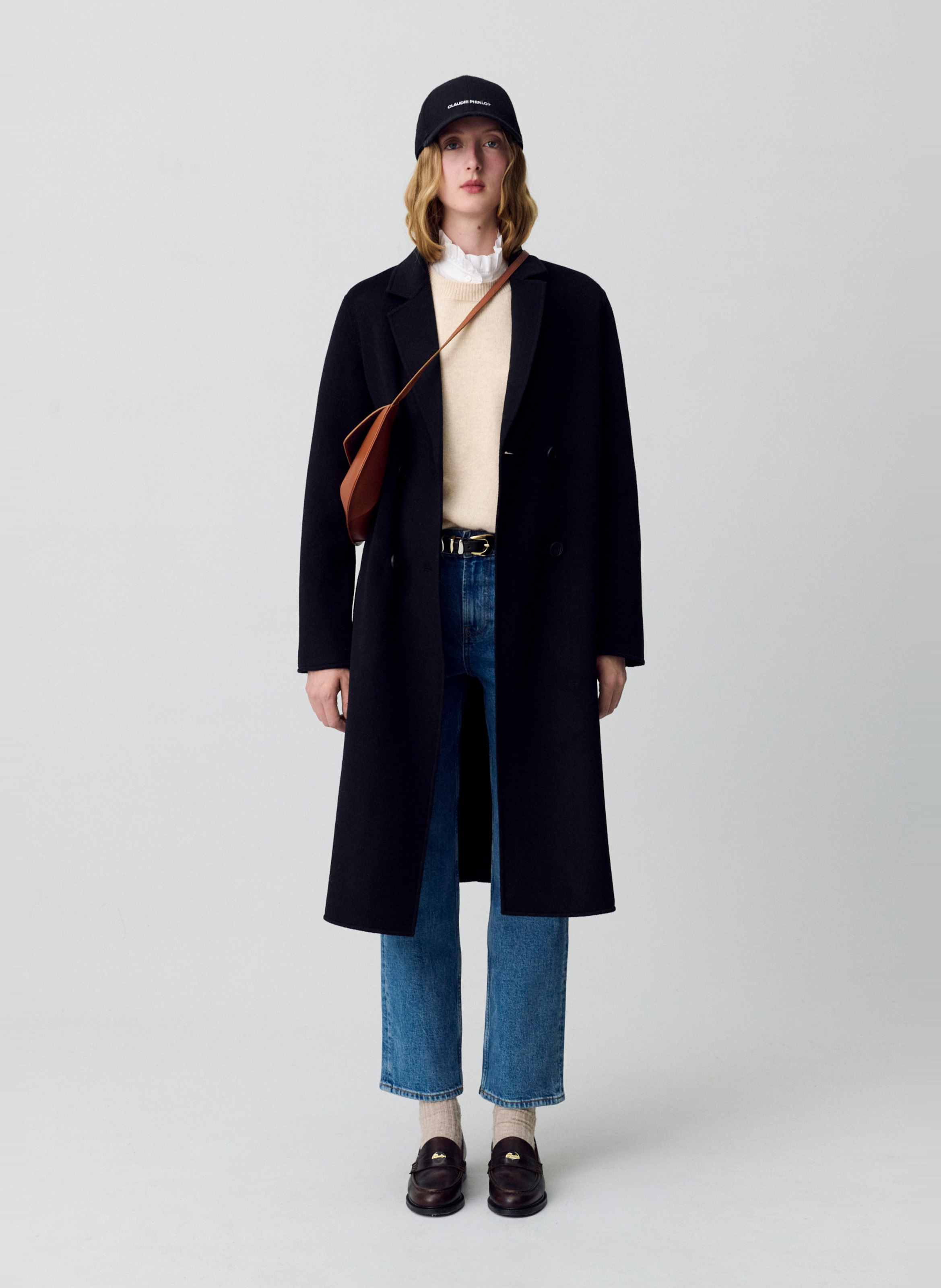 Manteau col tailleur en laine mélangée CLAUDIE PIERLOT Noir