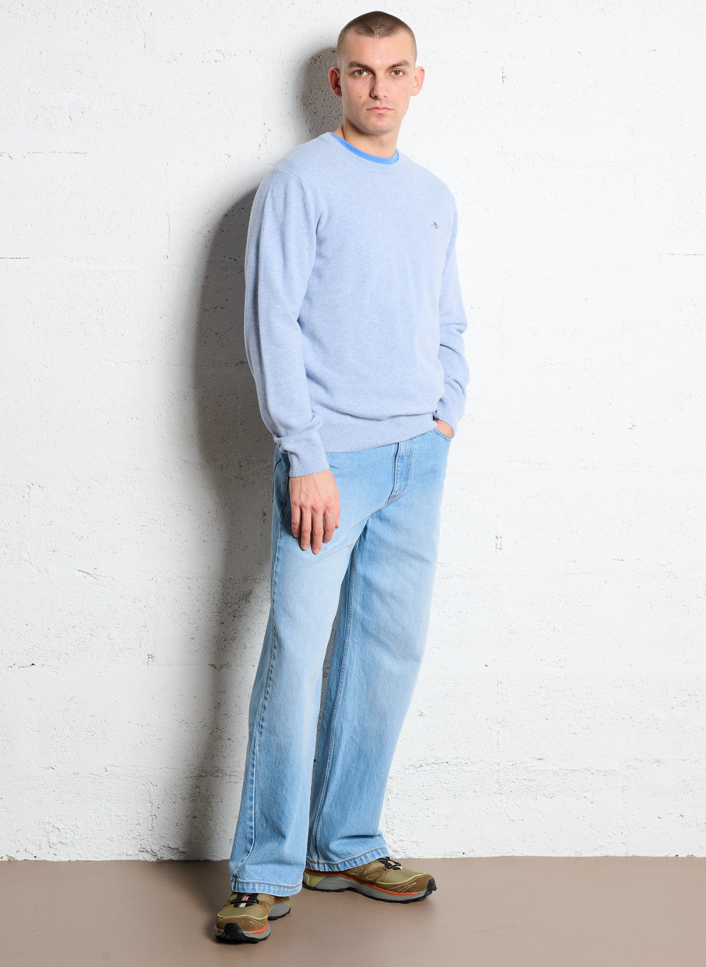 Straight round-neck wool sweater GANT Blue