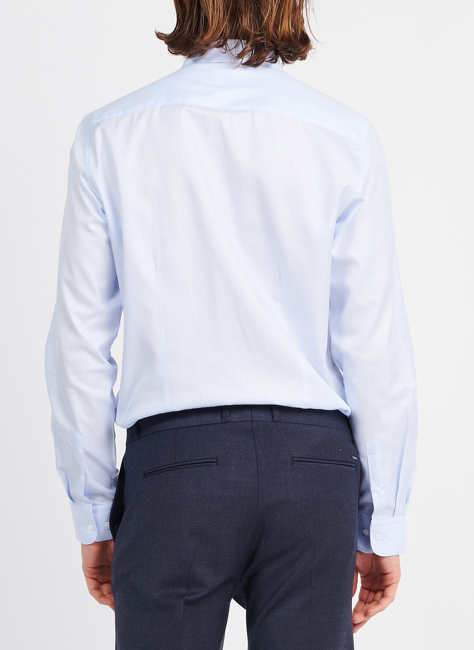 Slim-fit, katoenen overhemd met klassieke kraag ATELIER PRIVE Blauw