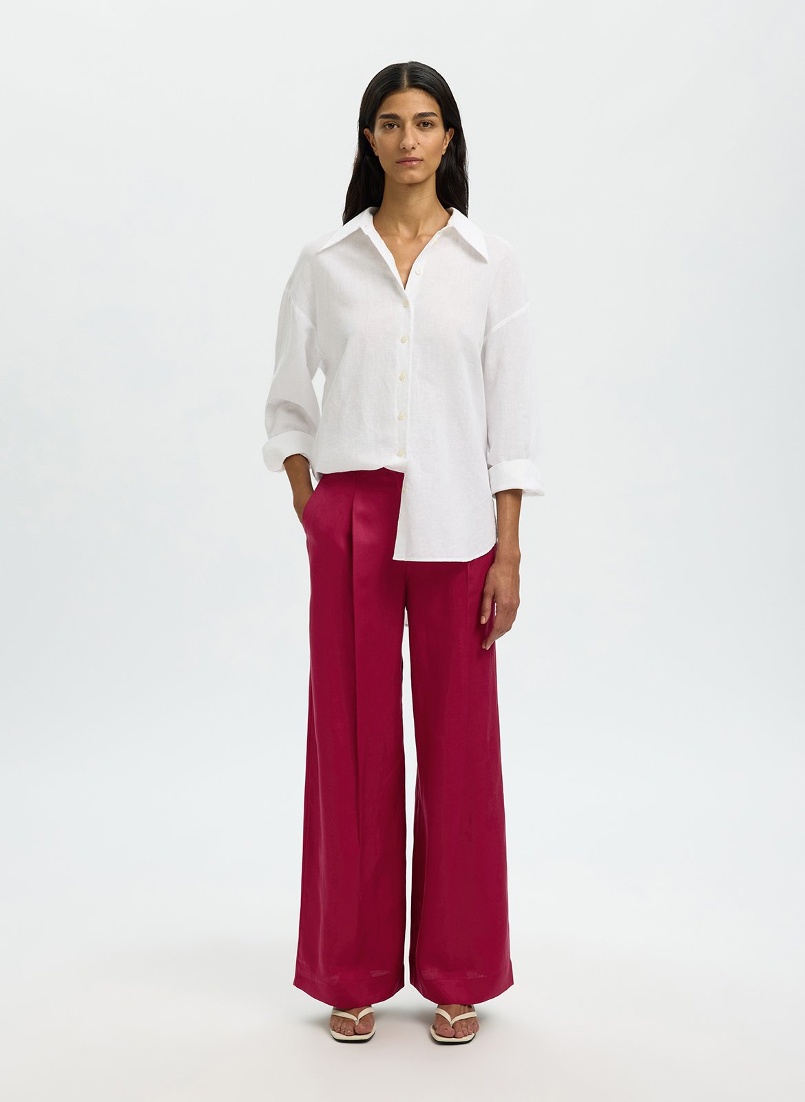 Pantalon large SELECTED Rouge