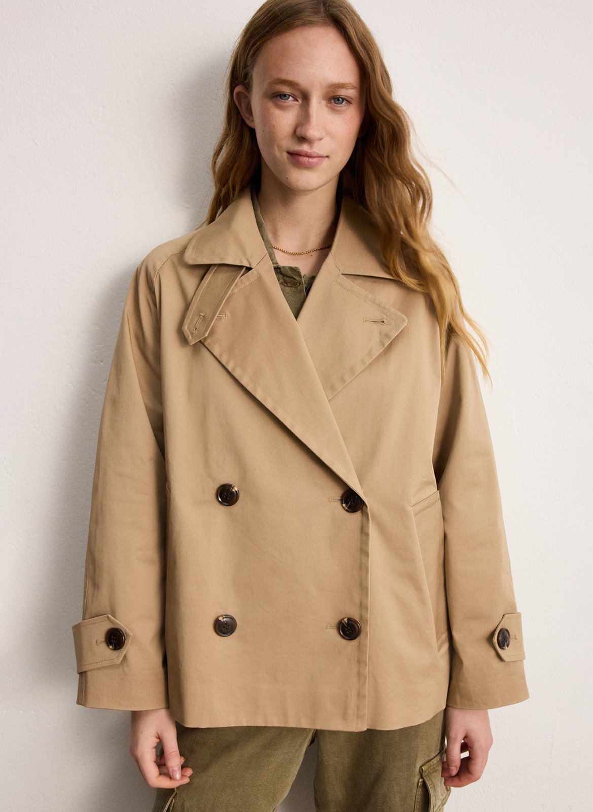 Trenchcoat aus Baumwoll-Mix mit Reverskragen PABLO Beige