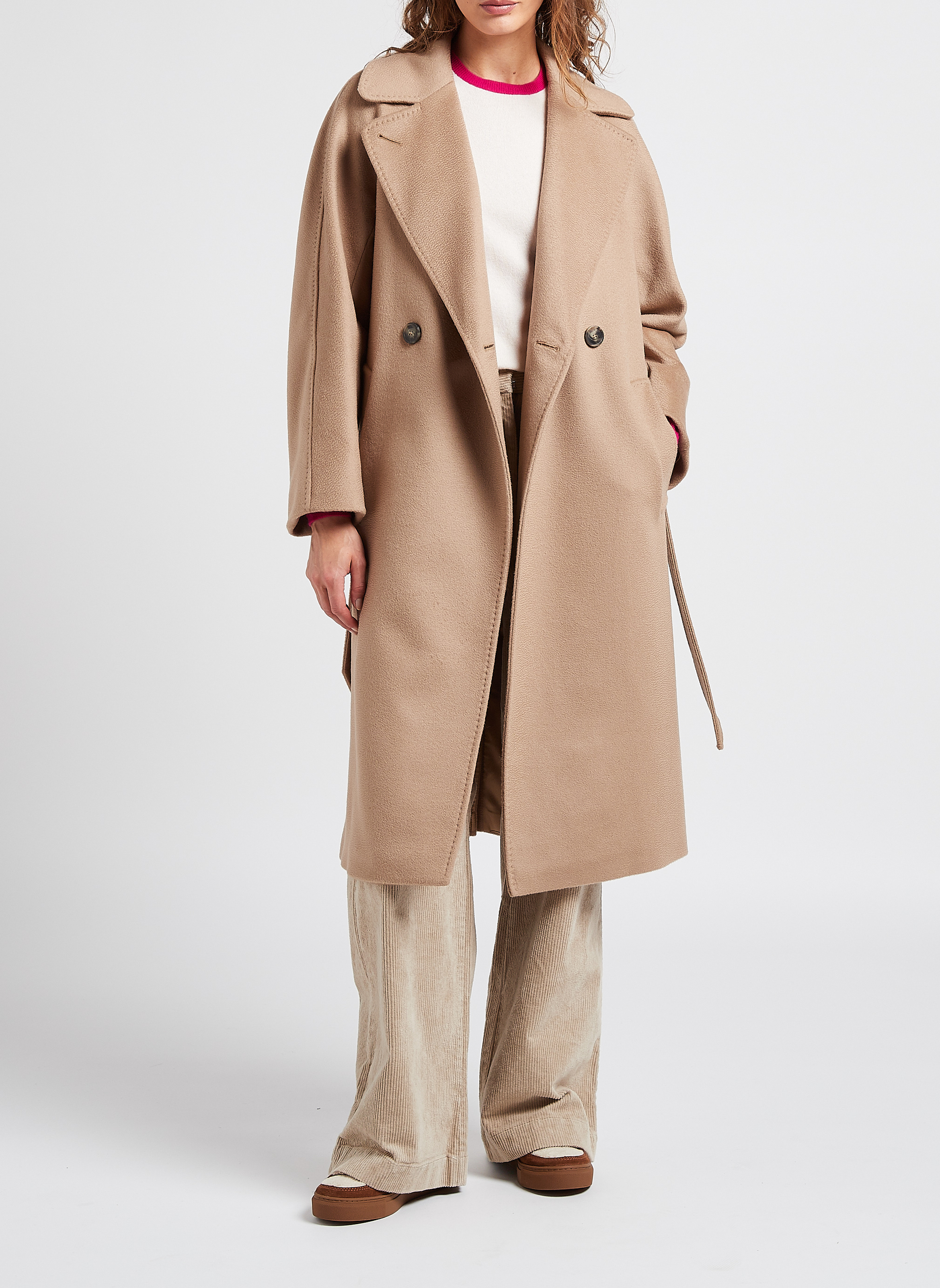 Ruimvallende trui van kasjmier met ronde hals MAJESTIC FILATURES Veelkleurig