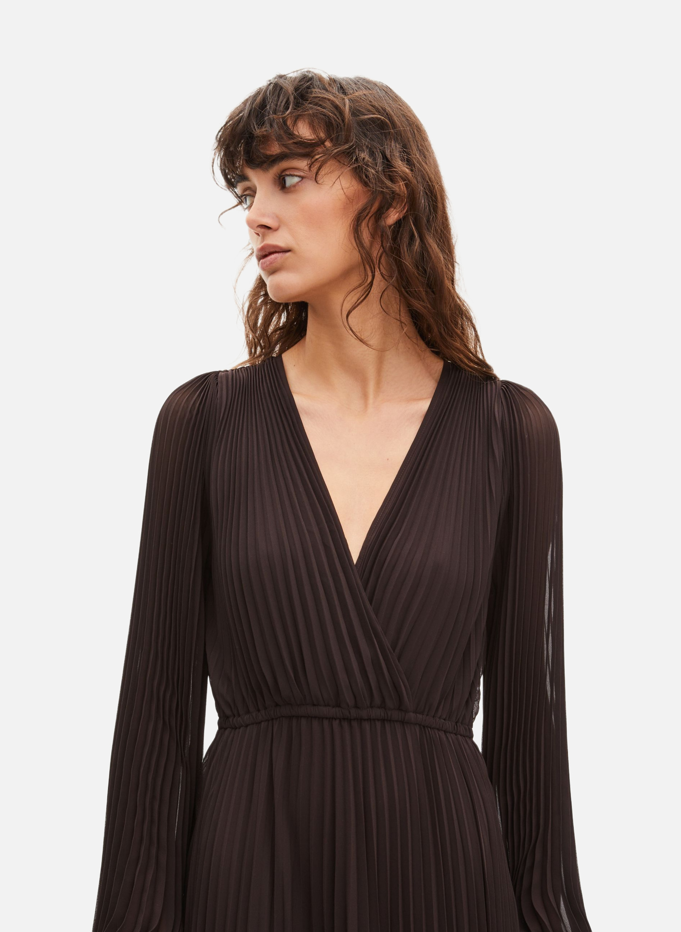 Long pleated dress THE KOOPLES Brown