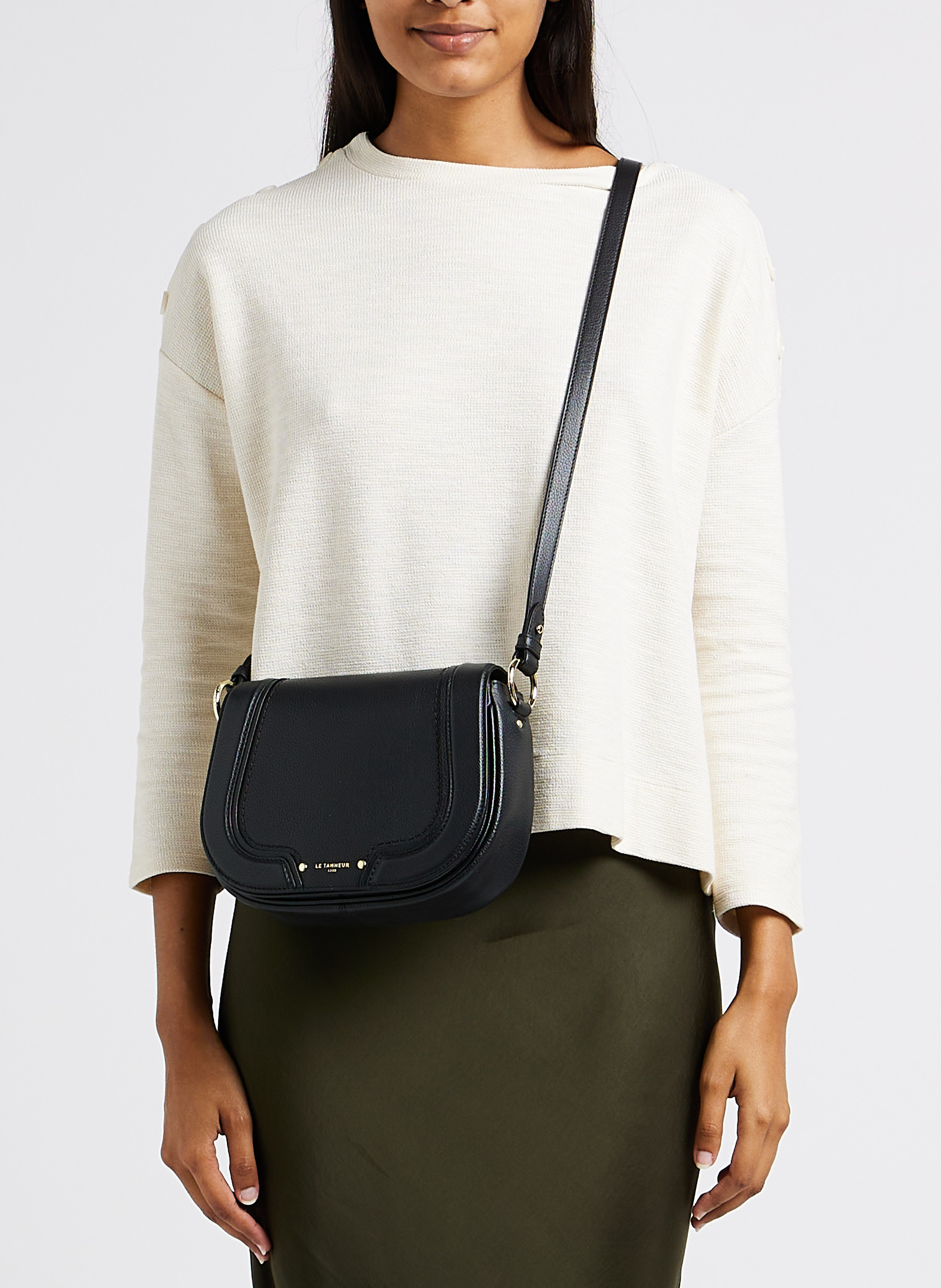 Sac épaule en cuir  LE TANNEUR Noir