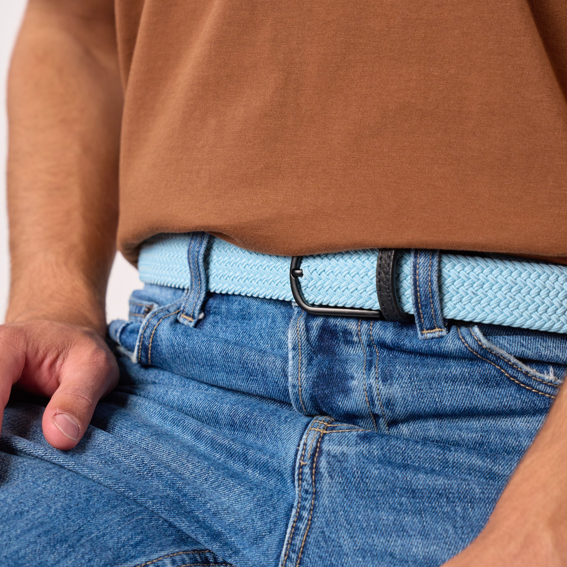 Solid Elastic Braided Belt BILLYBELT Blue