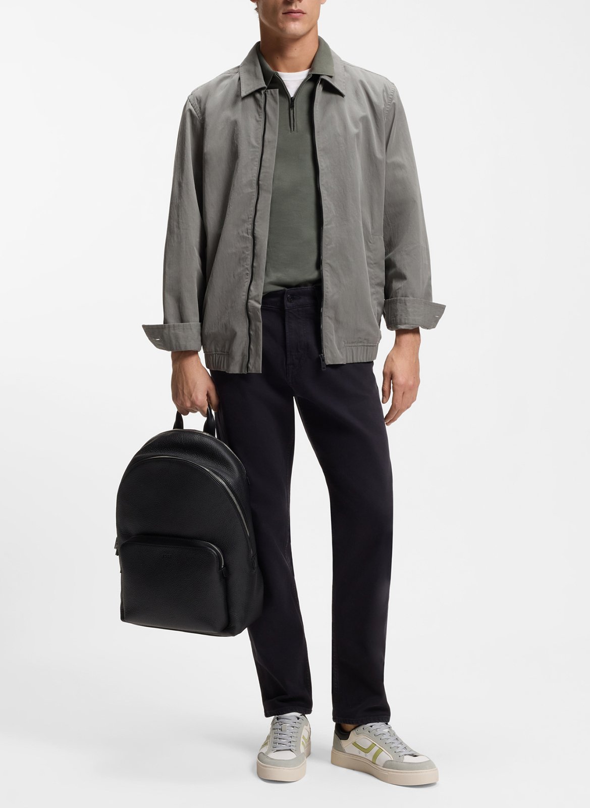 Slim-fit cotton-blend polo shirt BOSS Silver