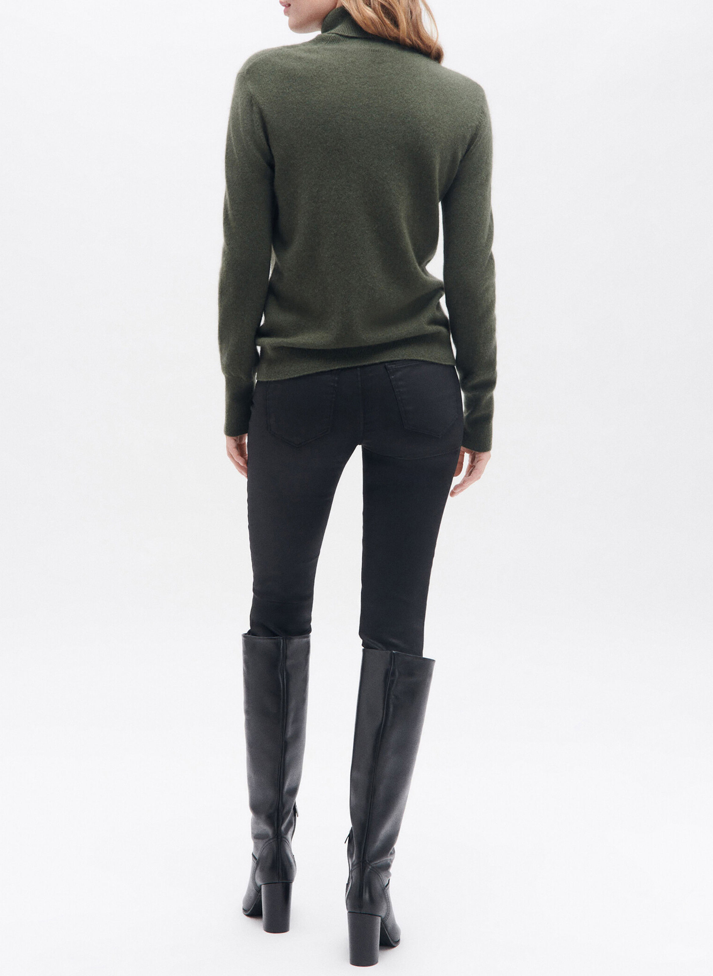 Cashmere straight-cut turtleneck sweater CAROLL Green