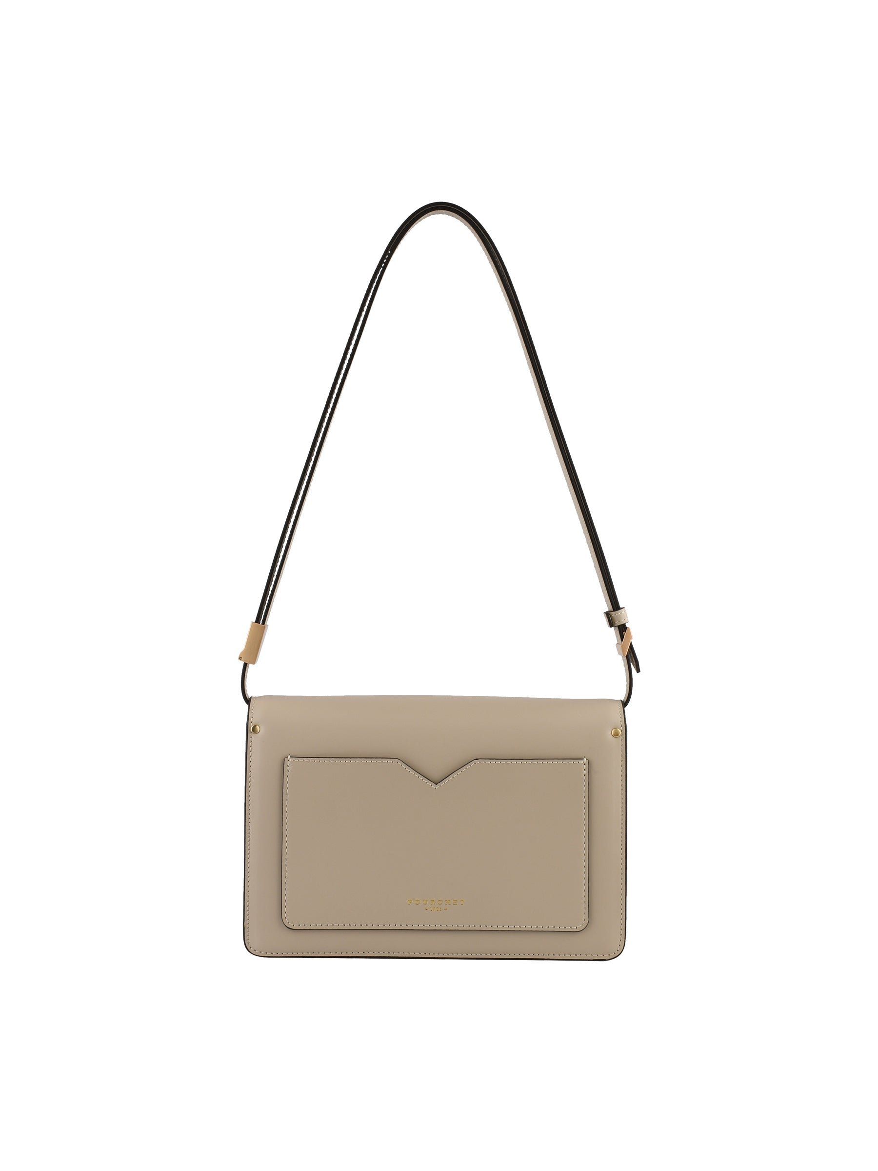 Calfskin leather shoulder bag POURCHET Beige