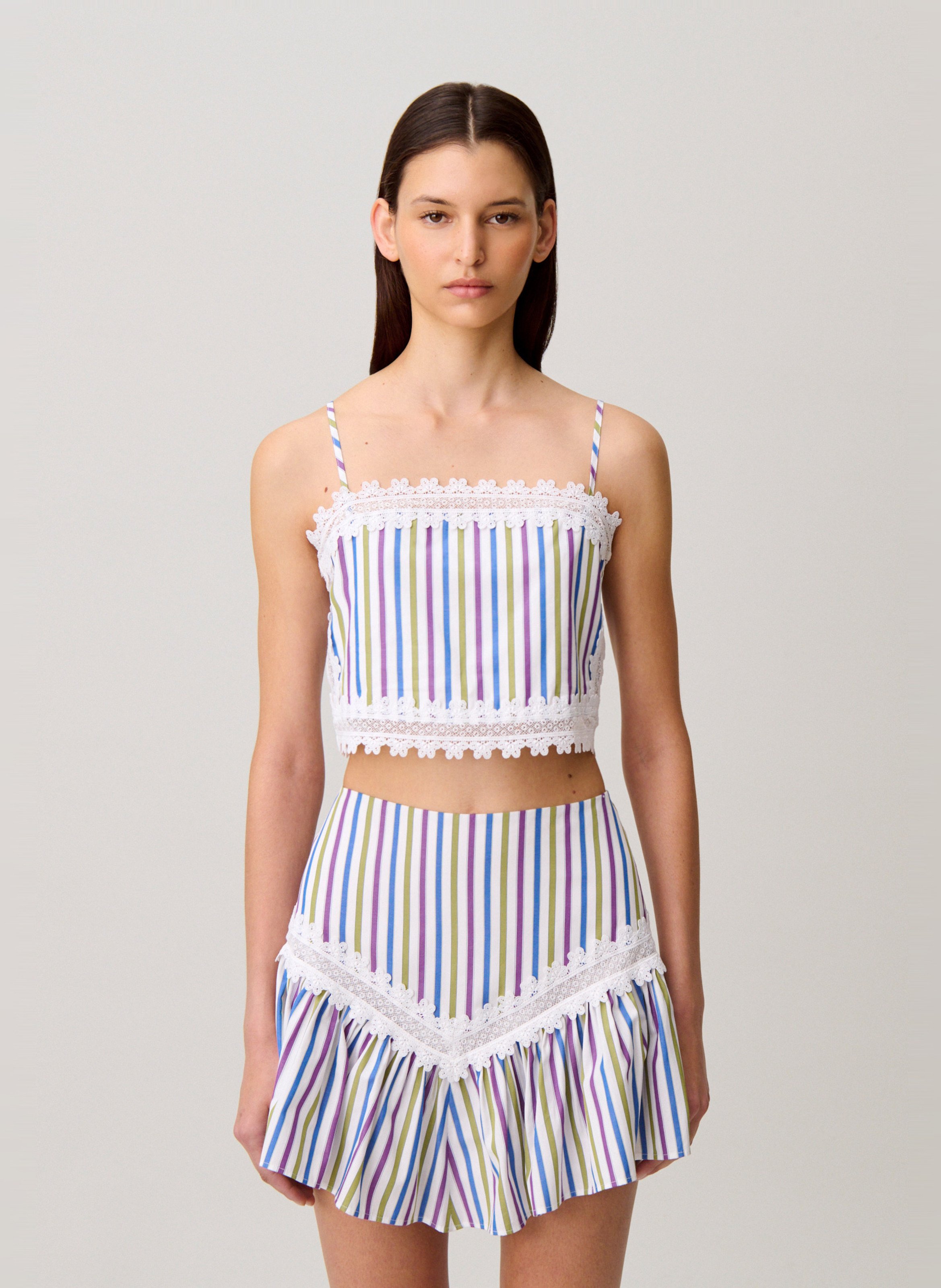 Top court bretelles à rayures CLAUDIE PIERLOT Multicolore