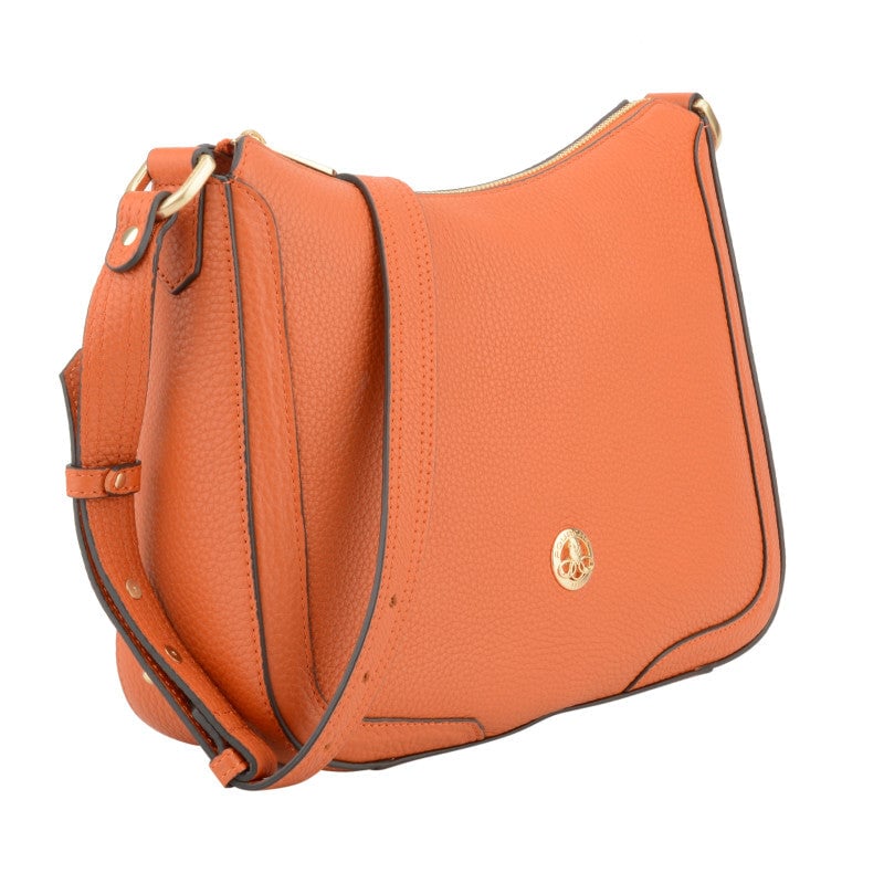 Crossbody bag in cowhide leather POURCHET Orange
