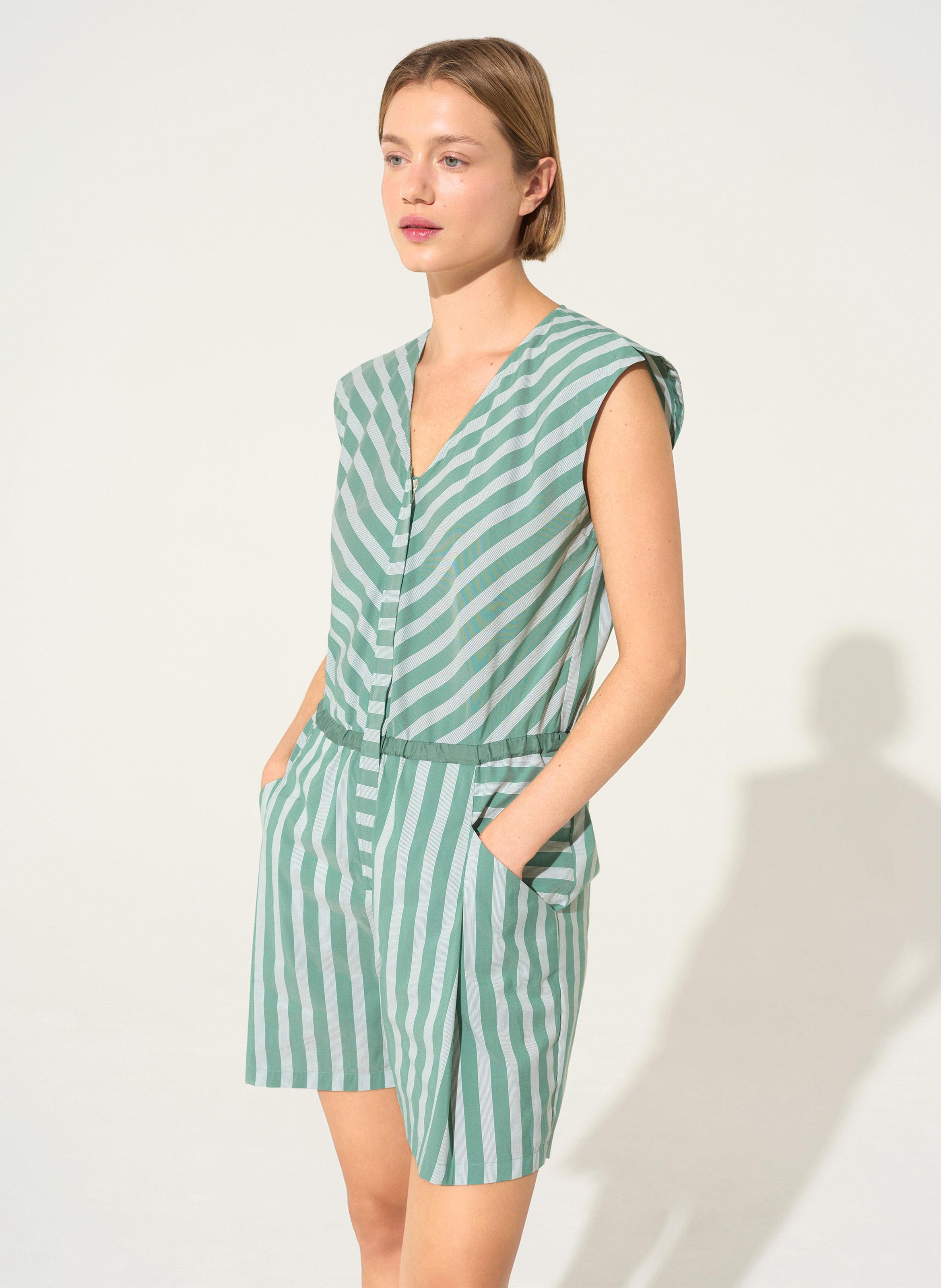 Combishort large en coton mélangé COTELAC ACOTE Vert