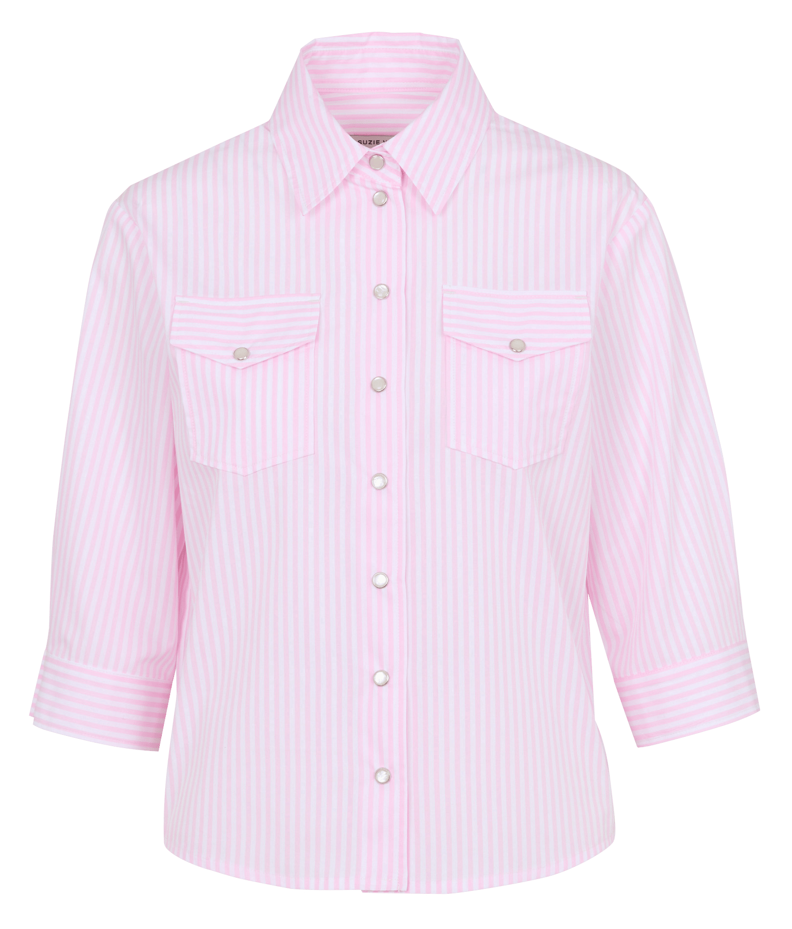 Rechte, gestreepte, katoenen blouse SUZIE WINKLE Roze