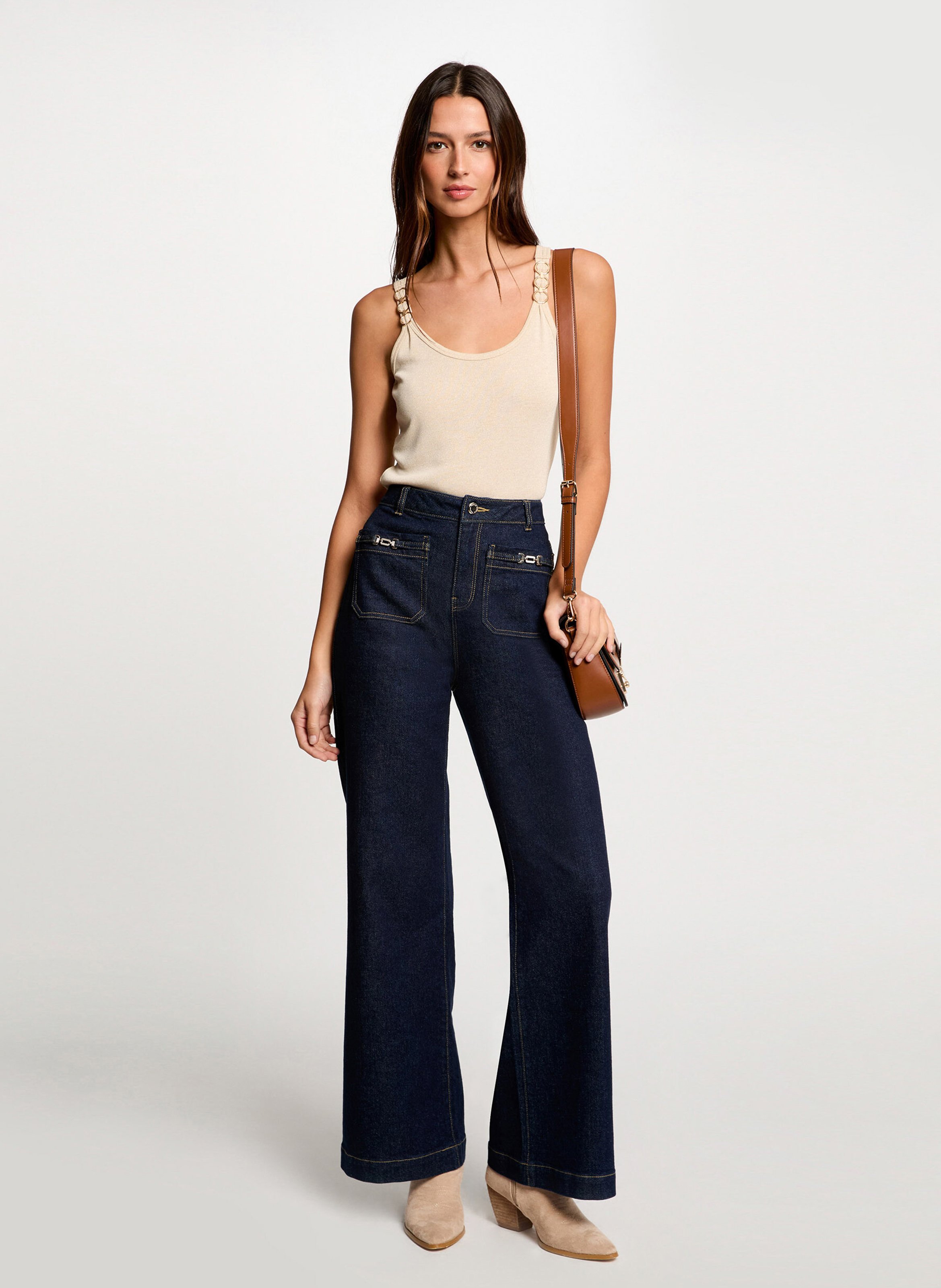 Débardeur col rond MORGAN Beige