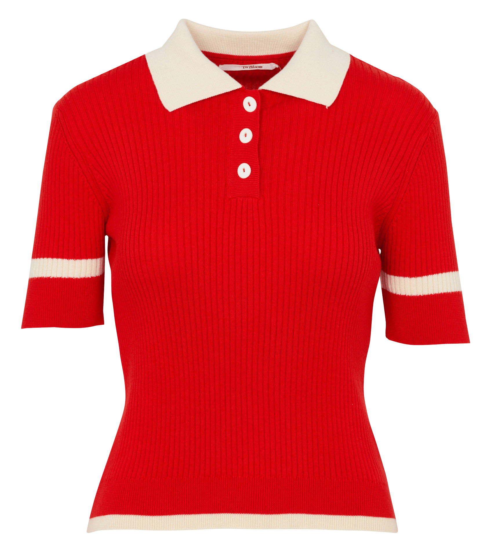 Rippstrick-Pullover mit Polokragen DR BLOOM Rot