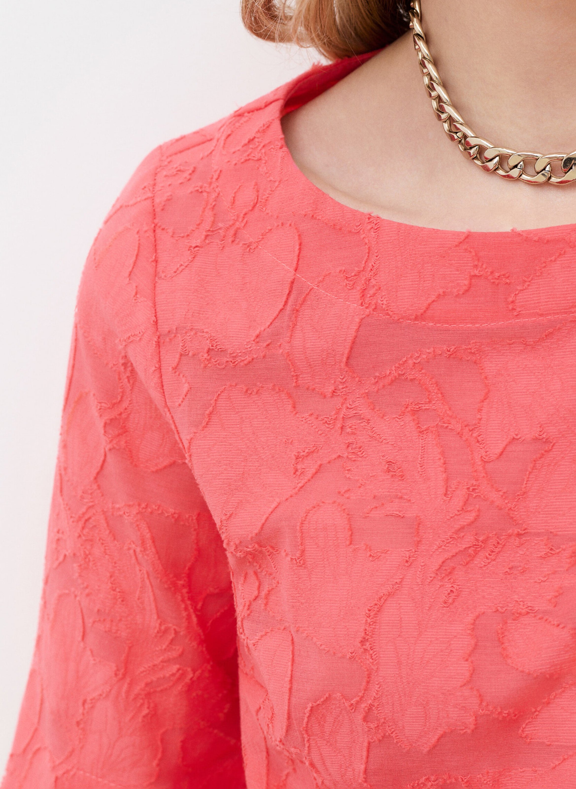 Tee-shirt col bateau en coton mélangé CAROLL Rose