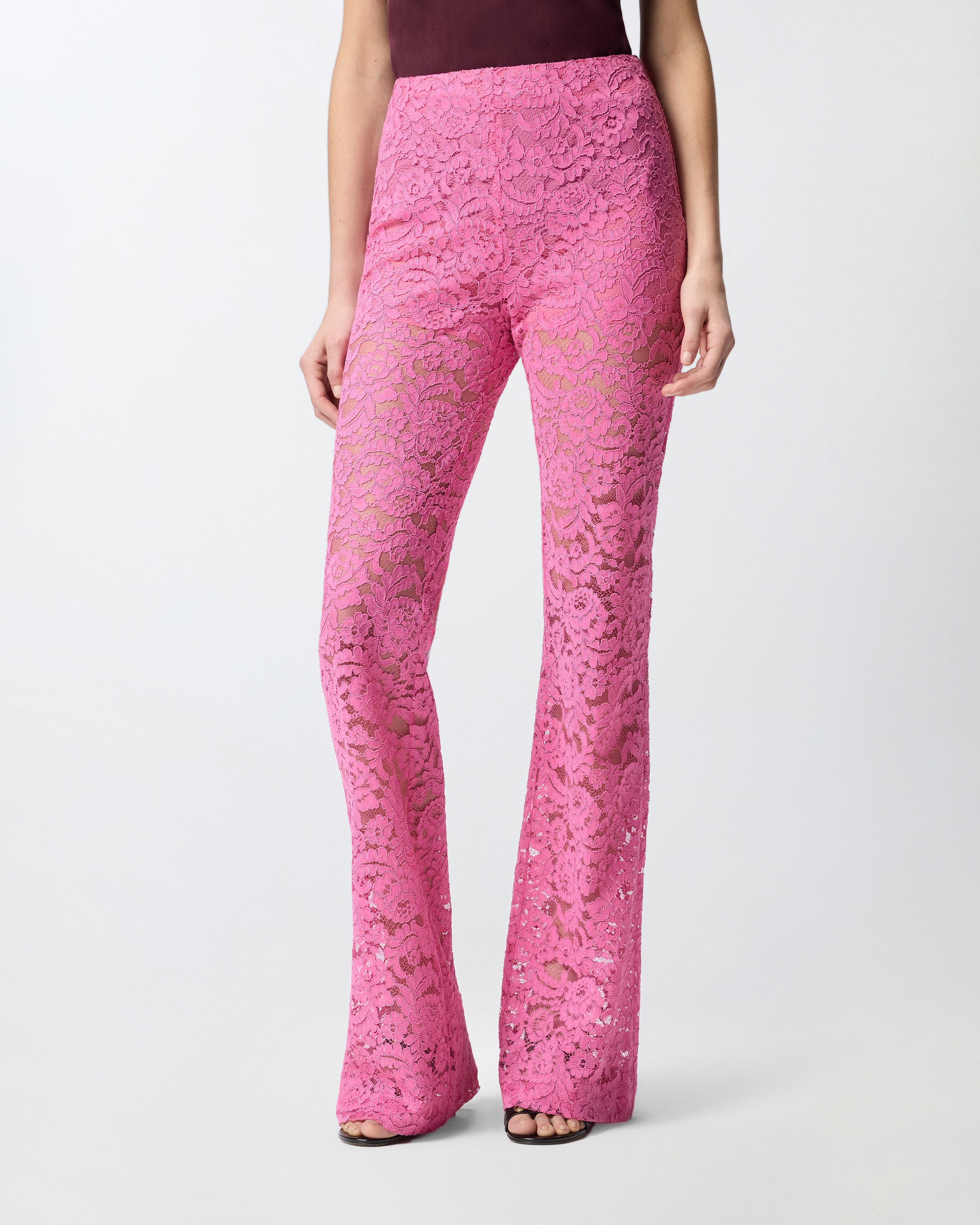 Pantalon évasé en dentelle PINKO Rose