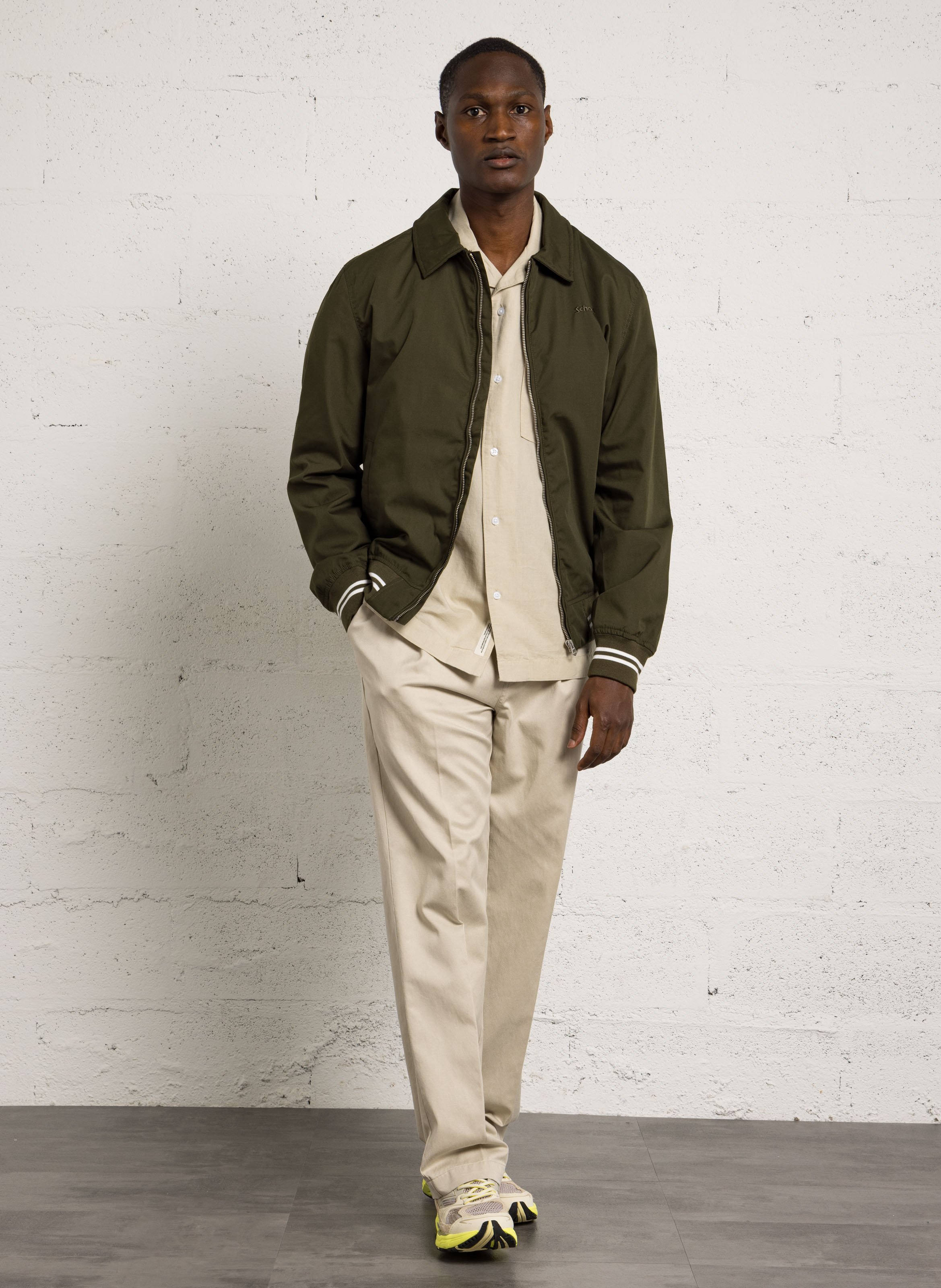 Gerader Reißverschluss-Blouson in Uni-Farbe SCHOTT Khaki