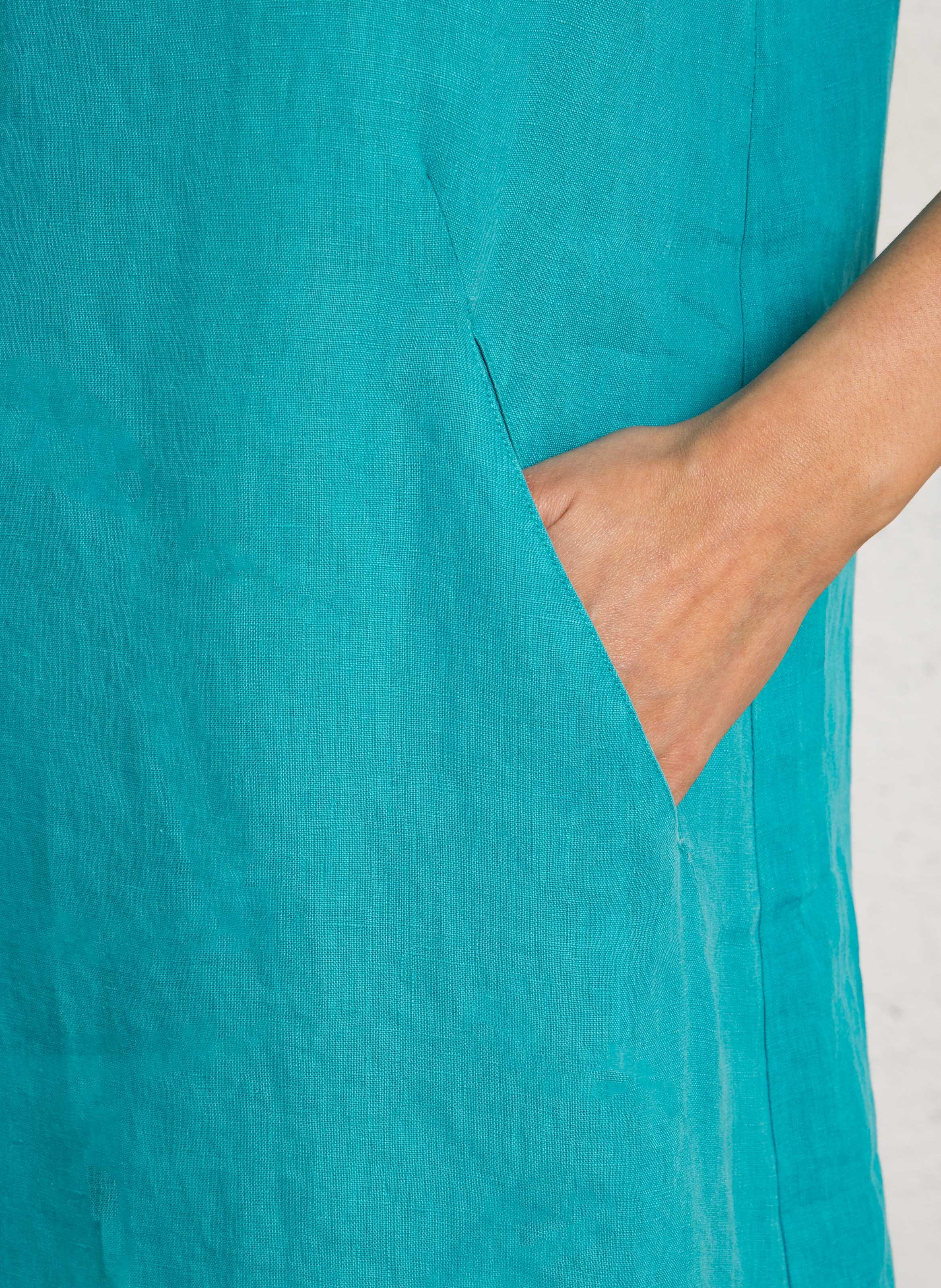 V-neck linen midi dress SUD EXPRESS Blue