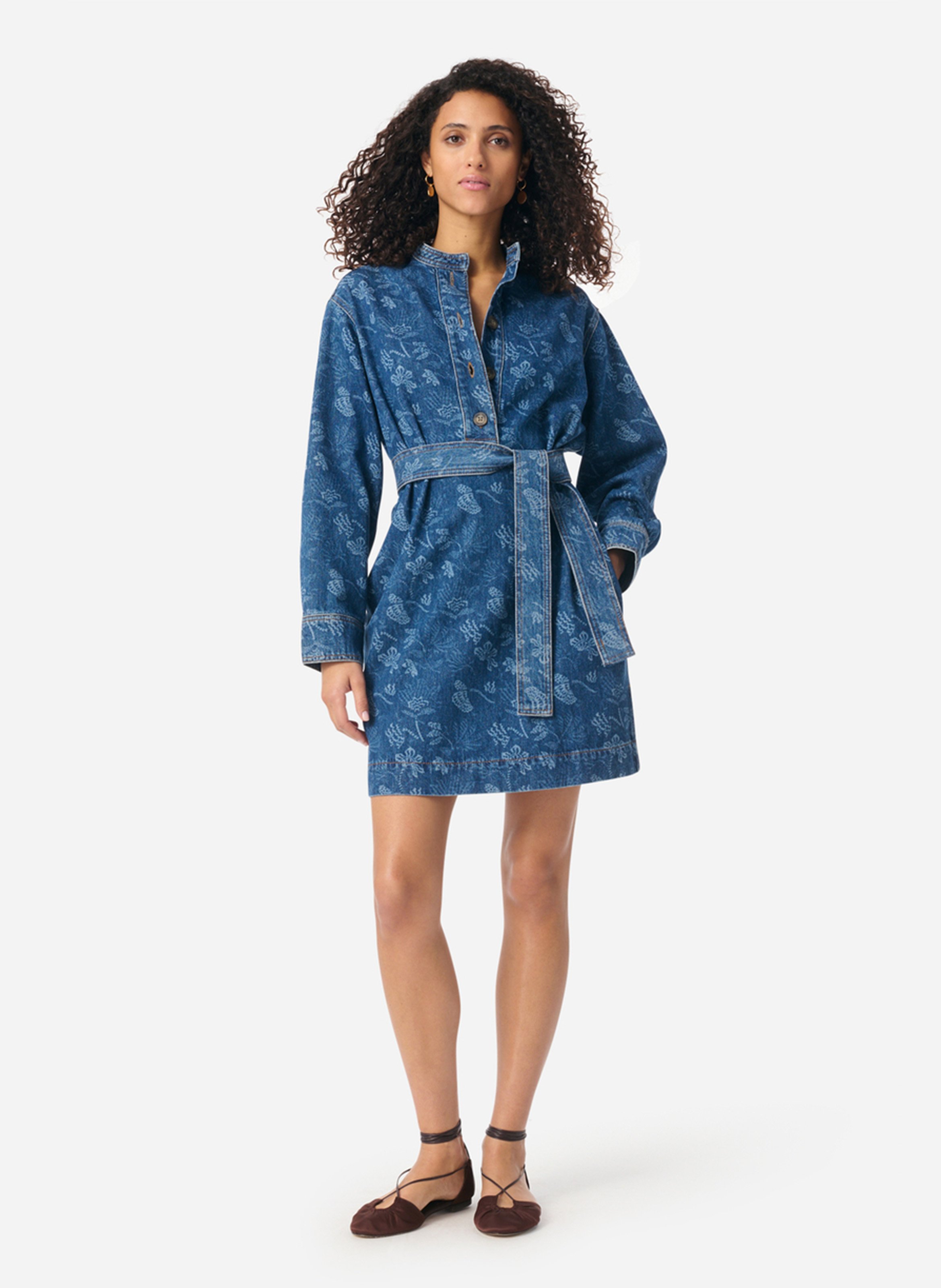 Bedrucktes Kurzkleid mit Rundhalsausschnitt VANESSA BRUNO Mehrfarbig