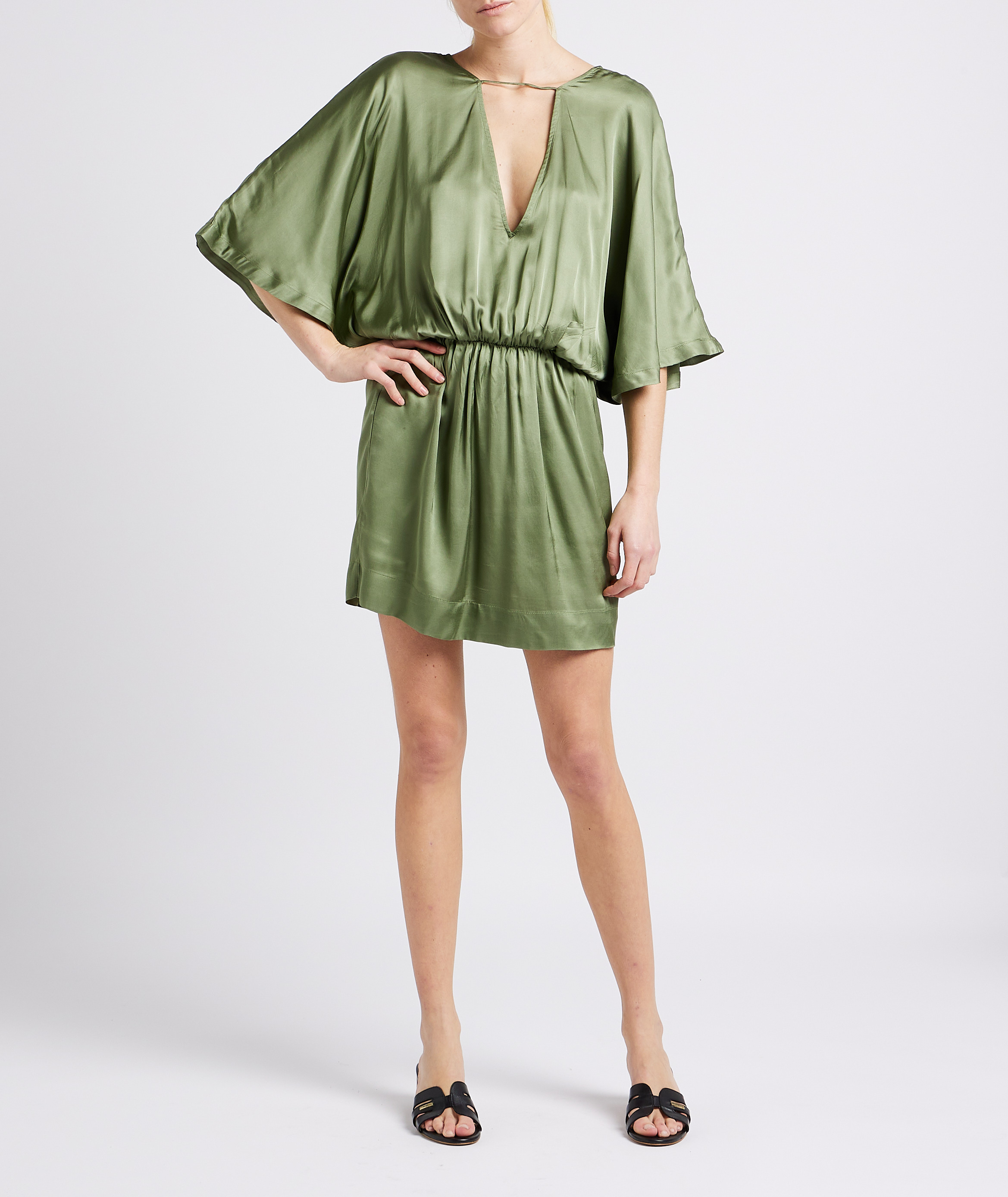 Robe courte dos nu satinée KARMA KOMA Vert