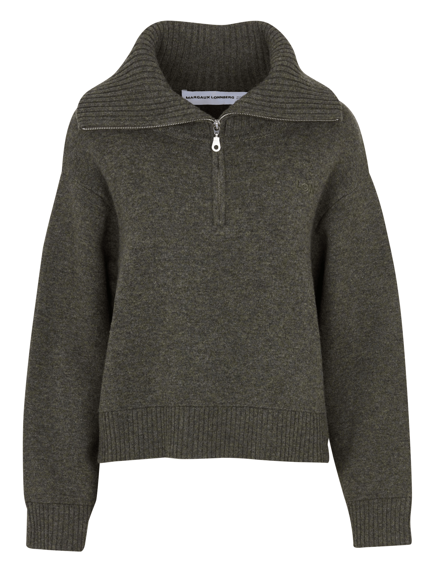 Pullover mit Stehkragen und Reißverschluss aus Wollmischung MARGAUX LONNBERG Khaki