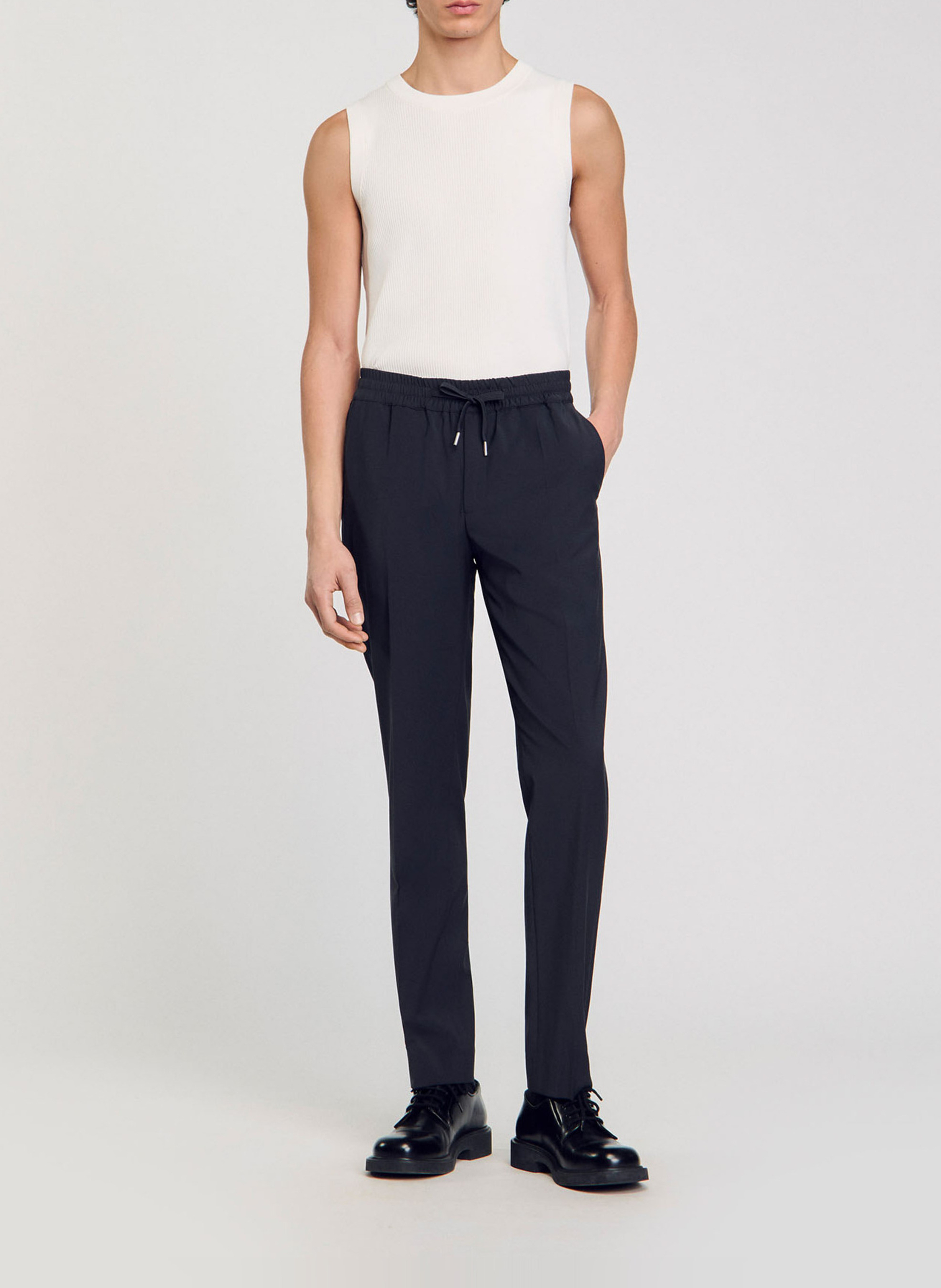 Pantalon droit élastiqué SANDRO Noir