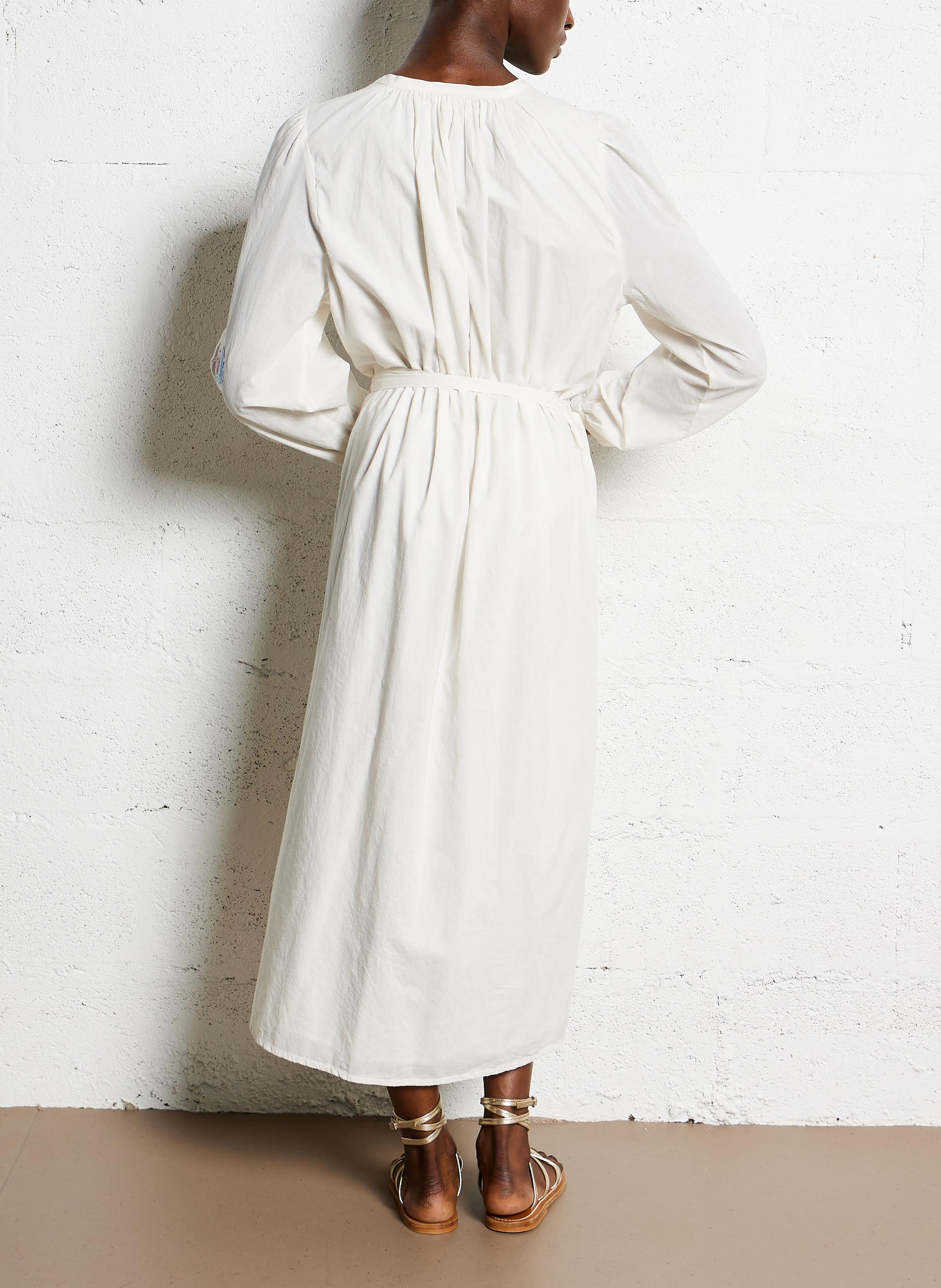 Midi jurk met ronde hals van biologisch katoen LOUISE MISHA Beige