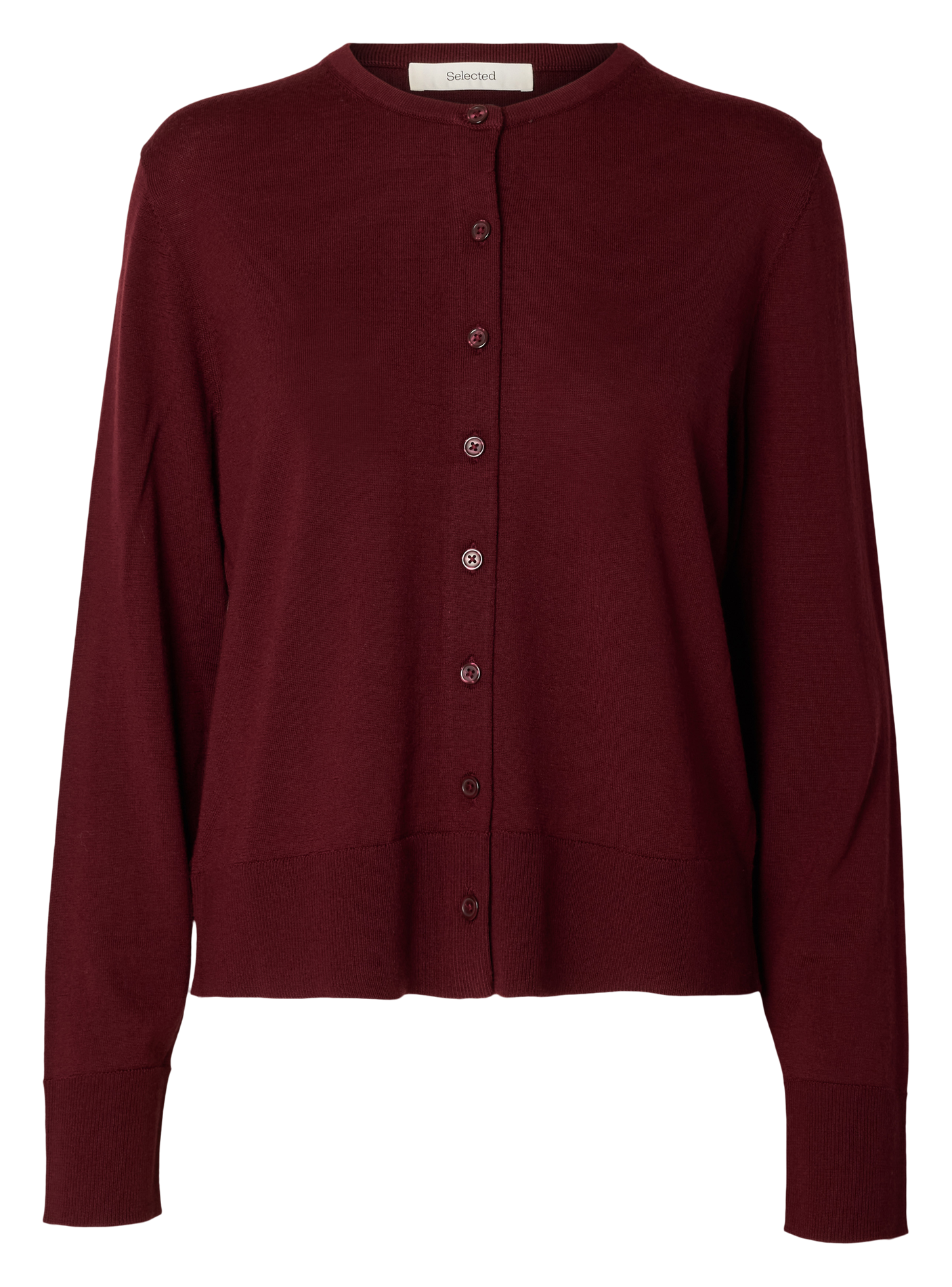 Gerader melierter Knopf-Cardigan SELECTED Pflaume
