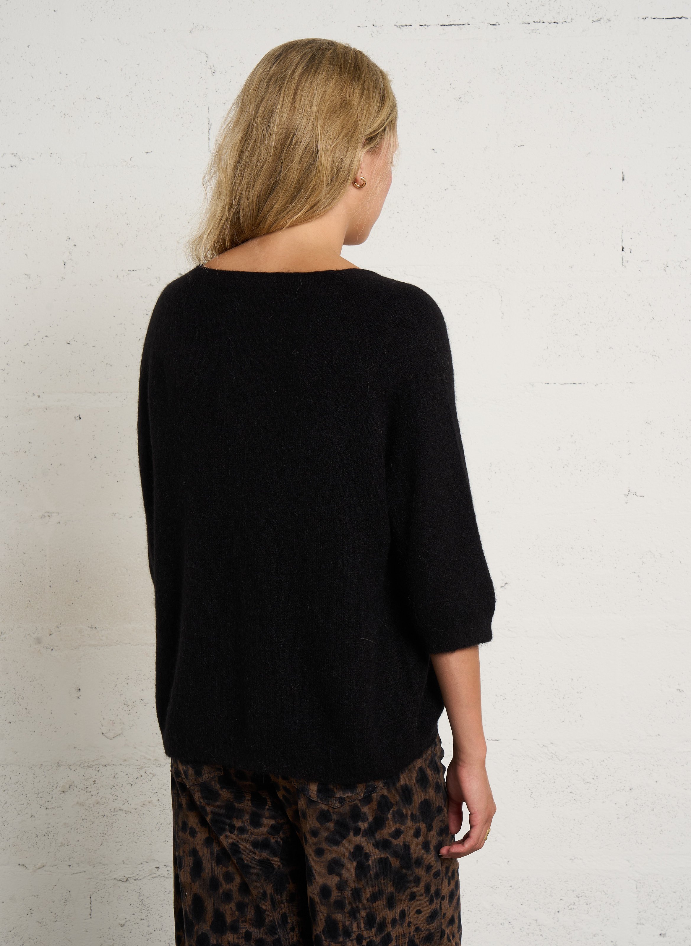 Oversized trui met V-hals PLEASE Zwart