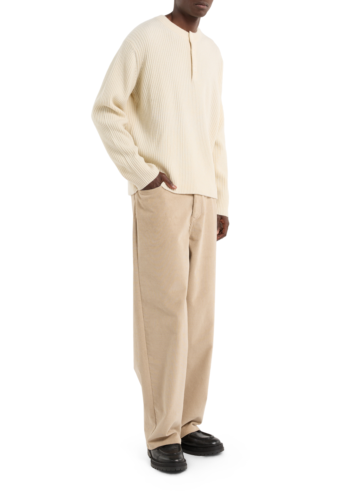 Straight cut cotton velvet pants SAISON 1865 Beige