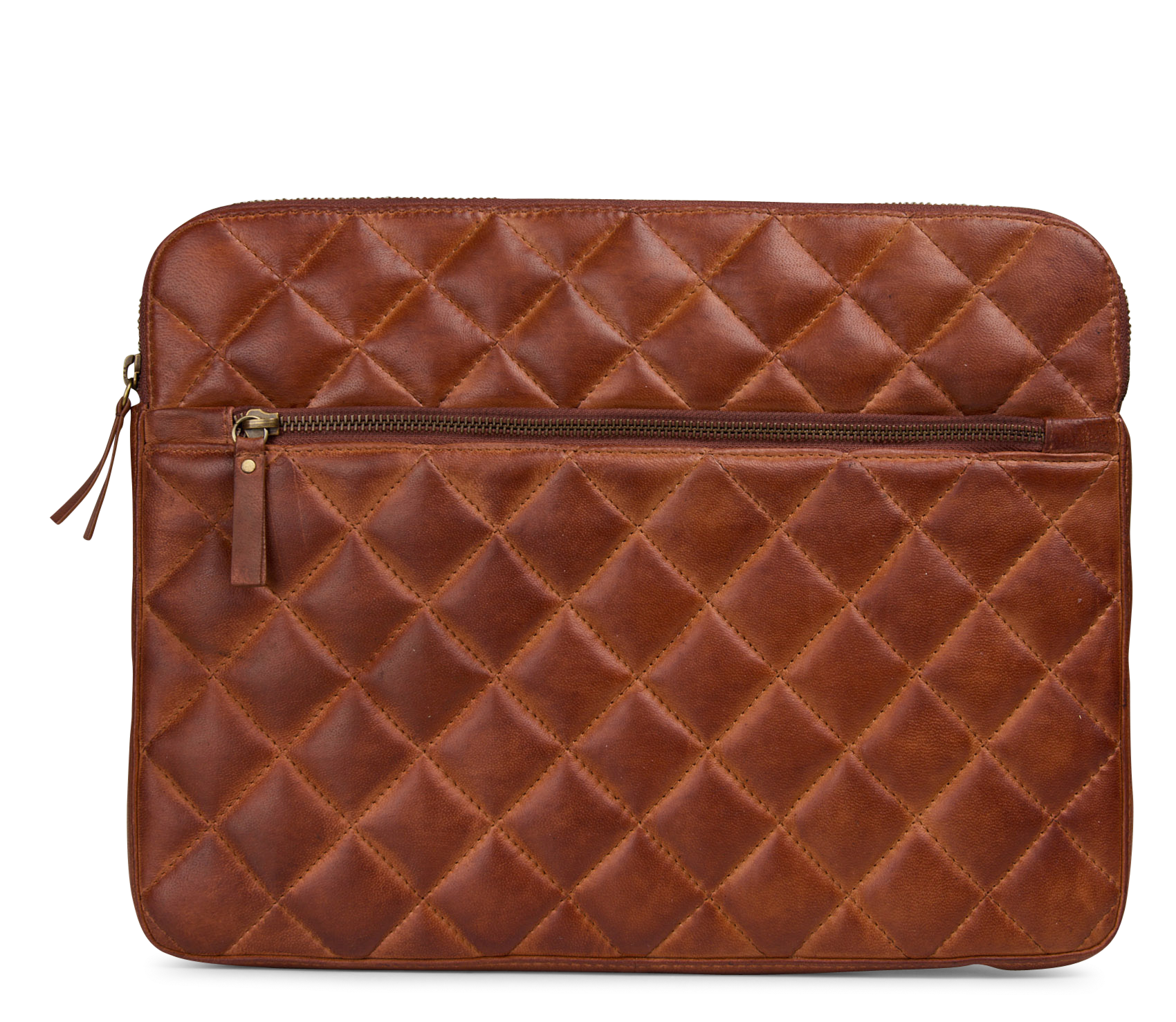 Funda de ordenador de piel acolchada MAISON 123 Marron