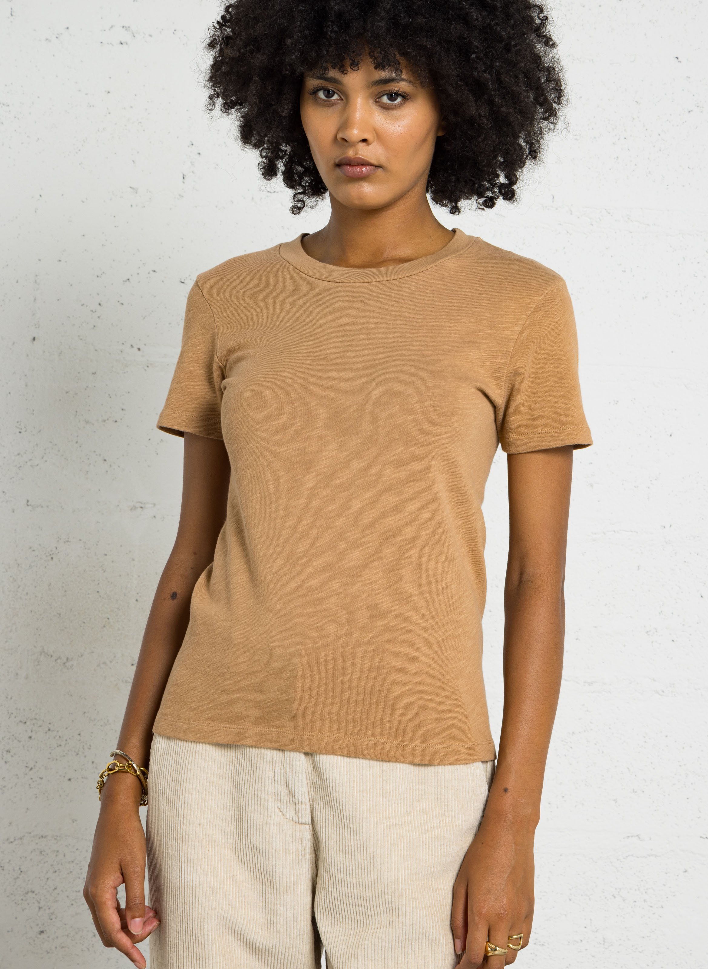 Recht, katoenen T-shirt met ronde hals AMERICAN VINTAGE Bruin