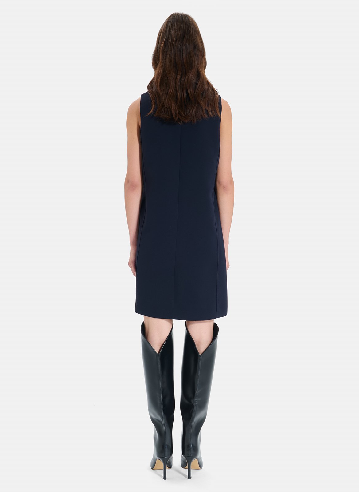 Korte rechte jurk met ronde hals en zonder mouwen ZAPA Blauw