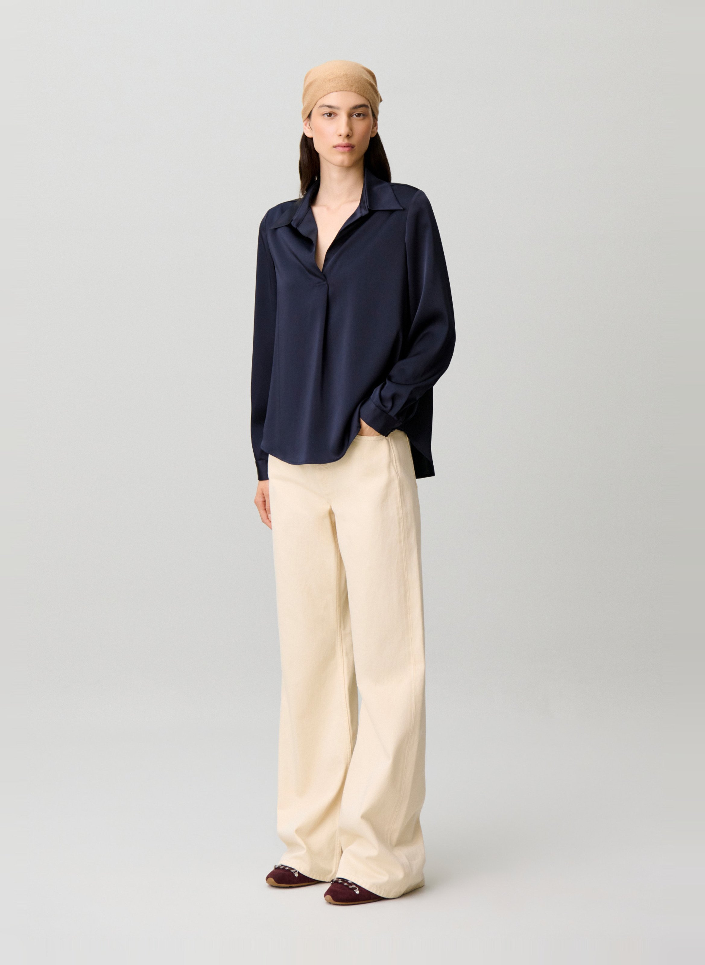 Top à col classique satiné CLAUDIE PIERLOT Bleu