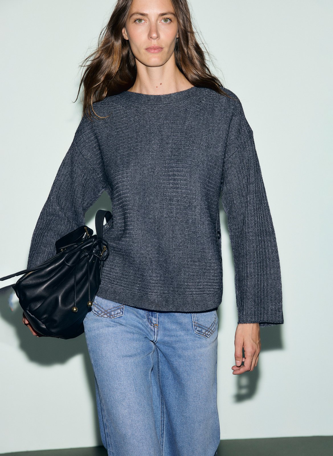 Straight boat neck wool blend sweater GERARD DAREL Grey