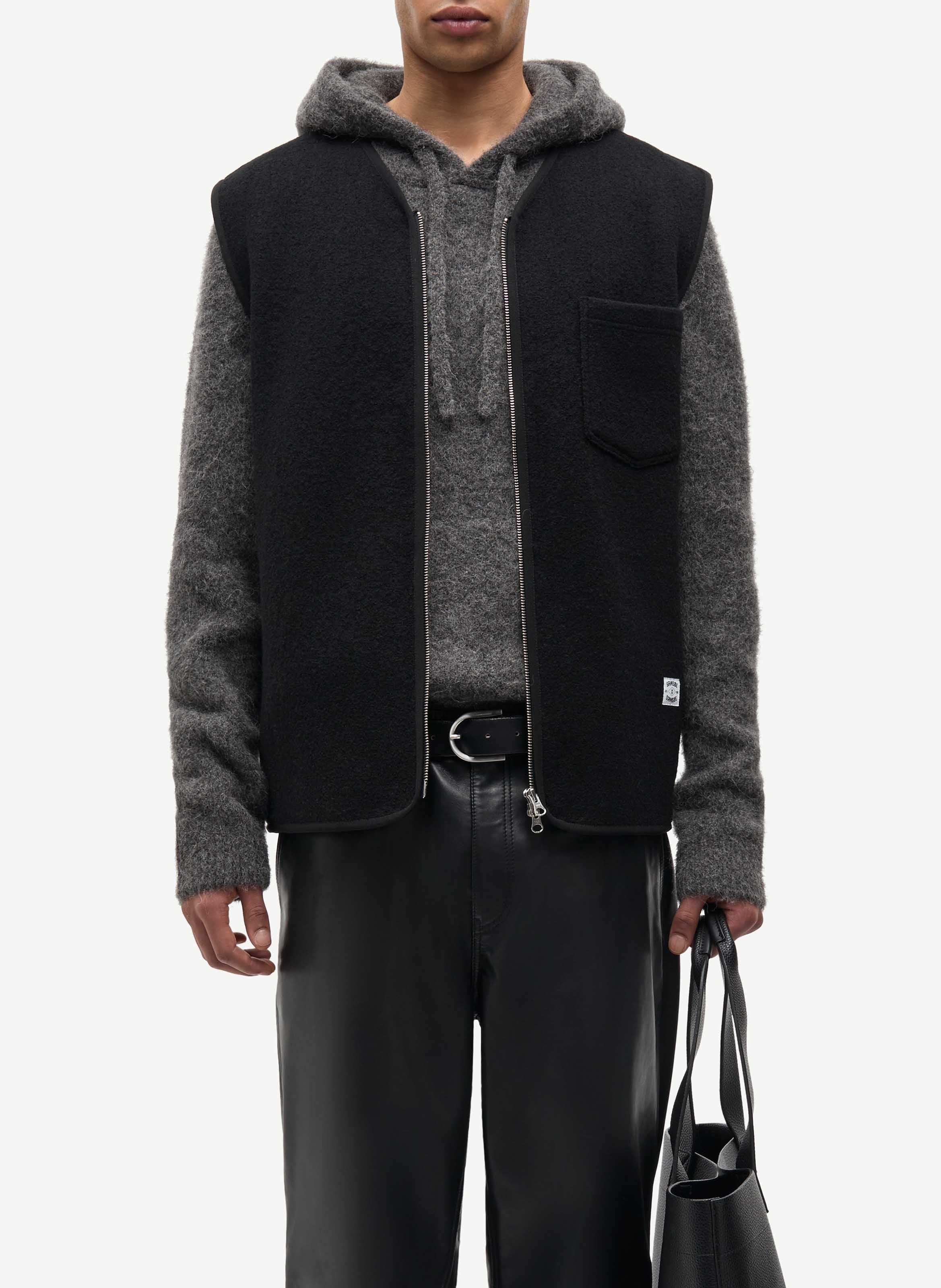 Veste sans manches droit en laine SAMSOE SAMSOE Black