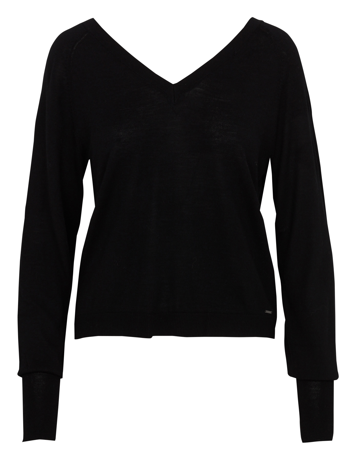 Pull droit col V en laine IKKS Black