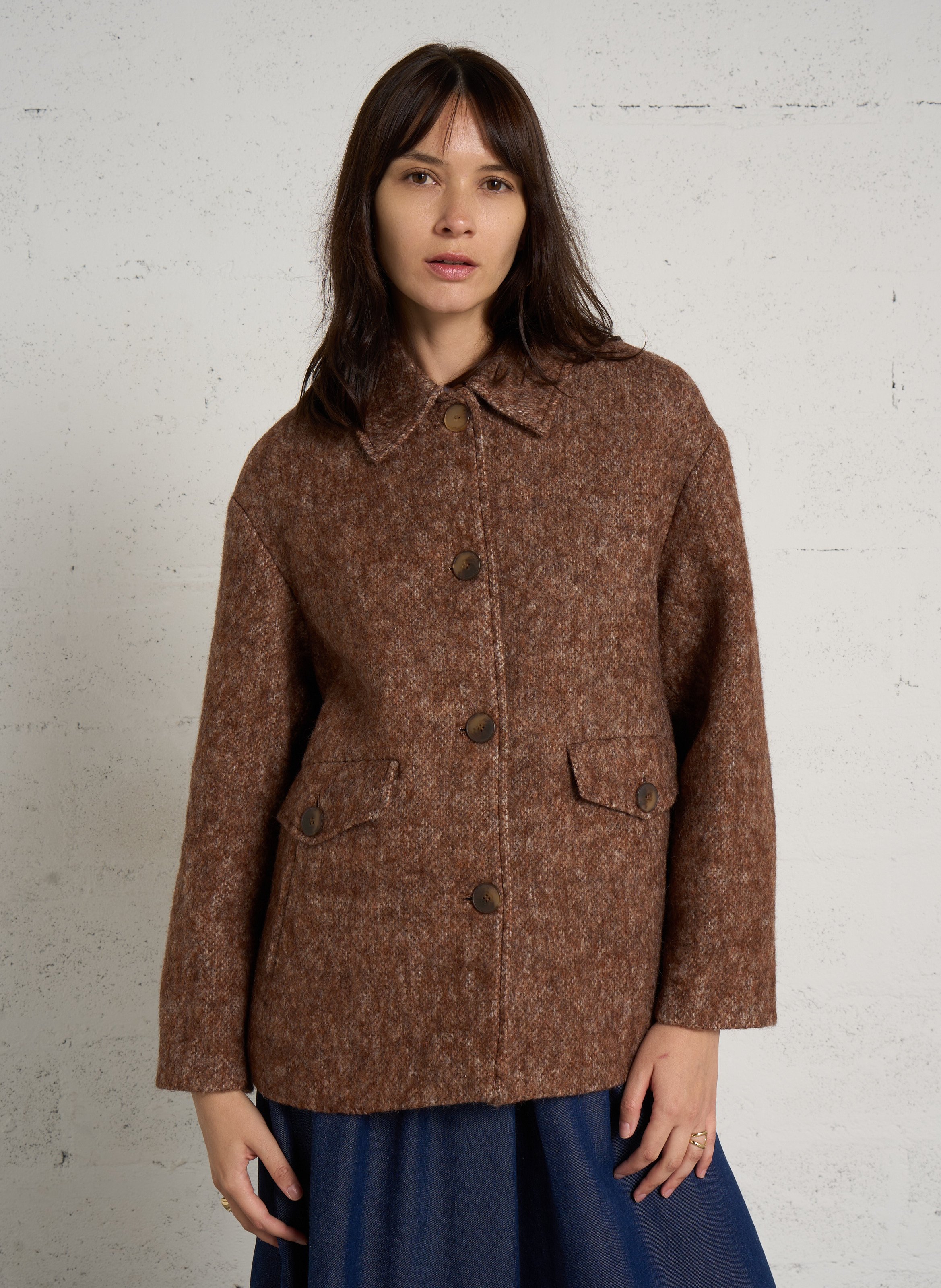 Ruimvallende jas met klassieke kraag MAISON 123 Beige