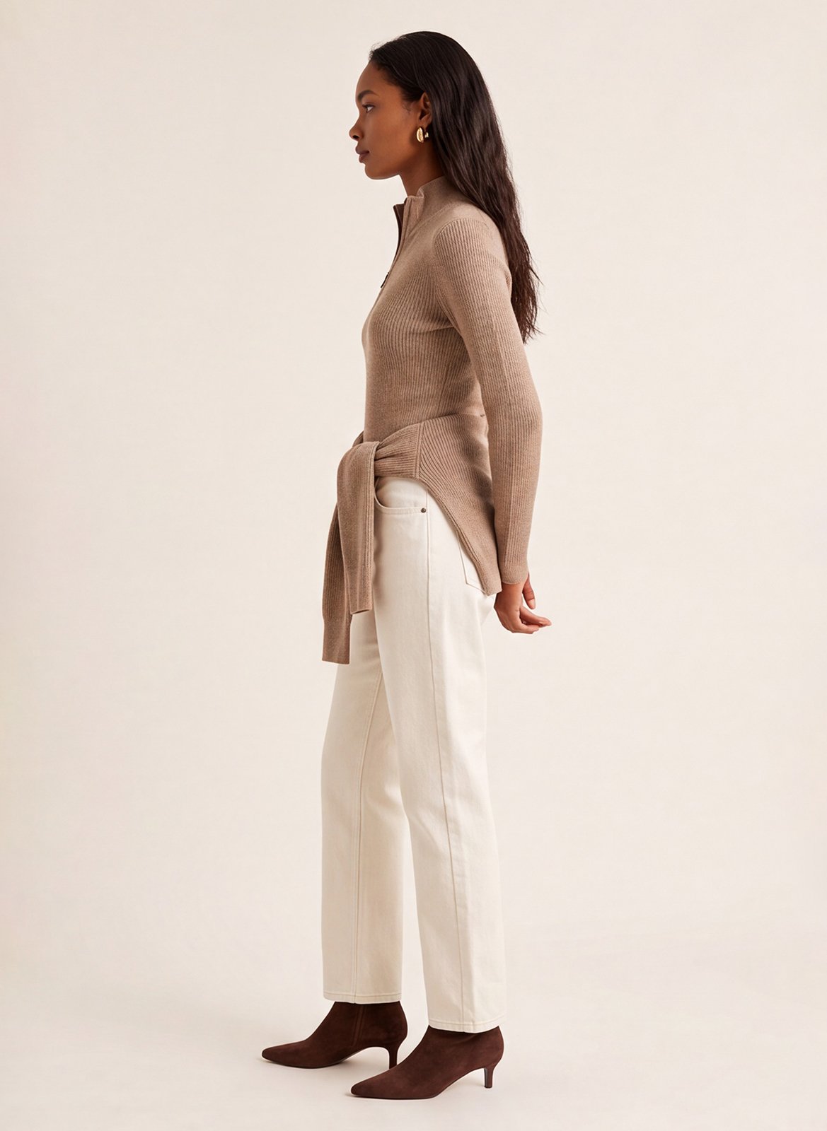 Hoge rechte pull-on van wolmix KOOKAI Beige