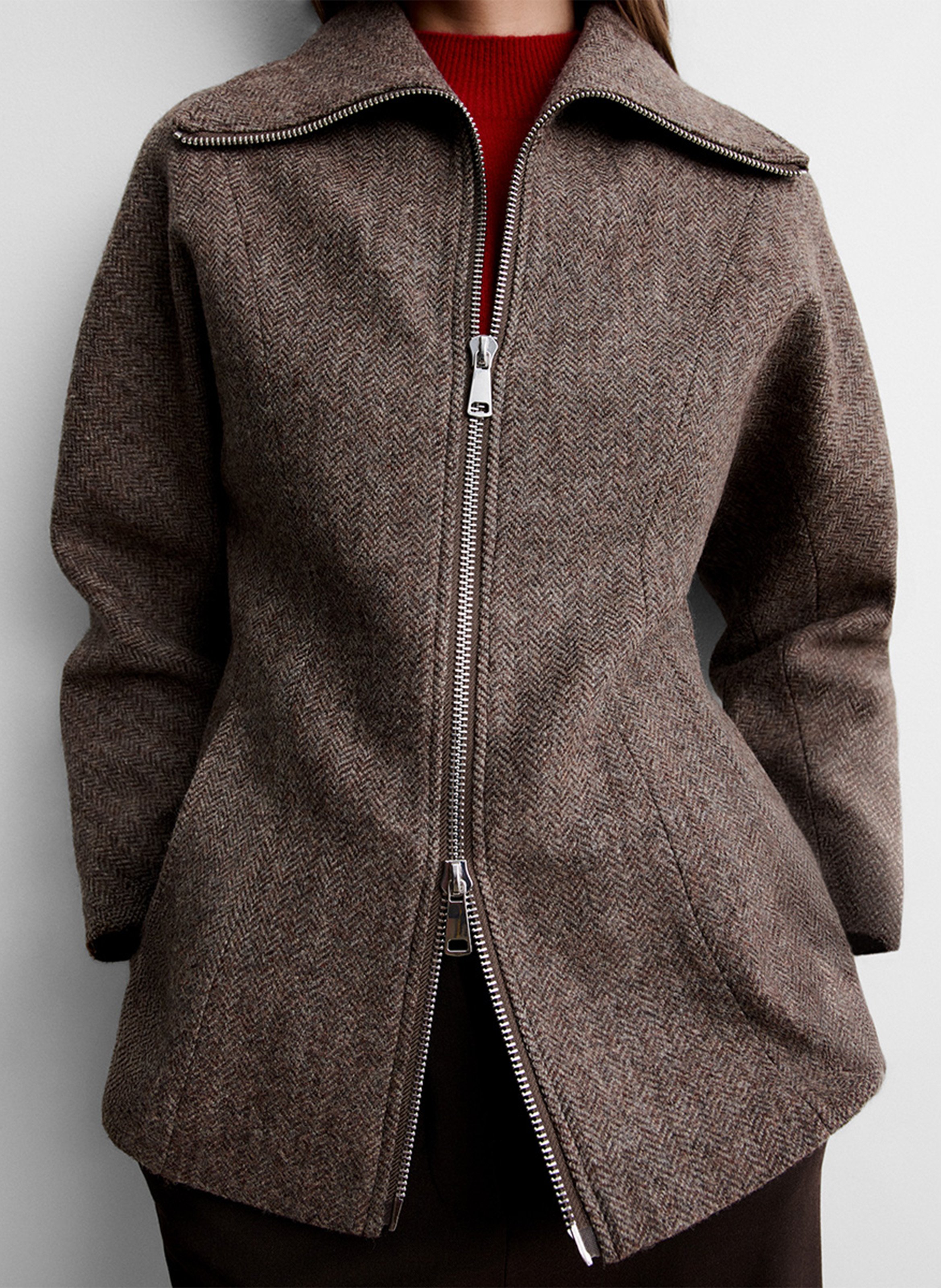 Fitted herringbone jacket SIMORRA Brown