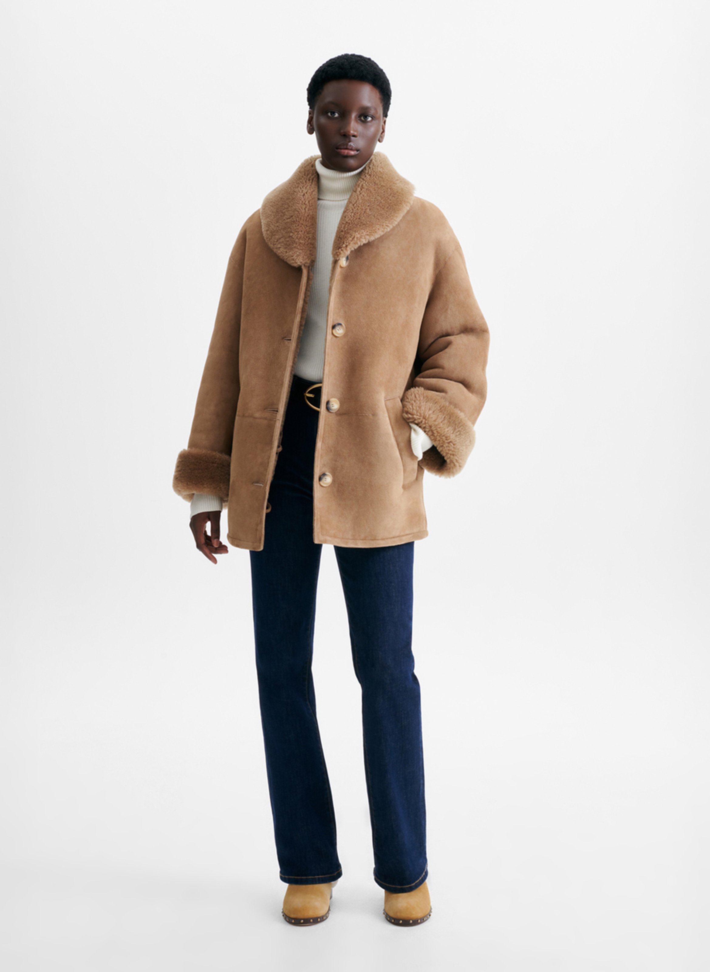 Manteau en peau lainée VANESSA BRUNO Marron