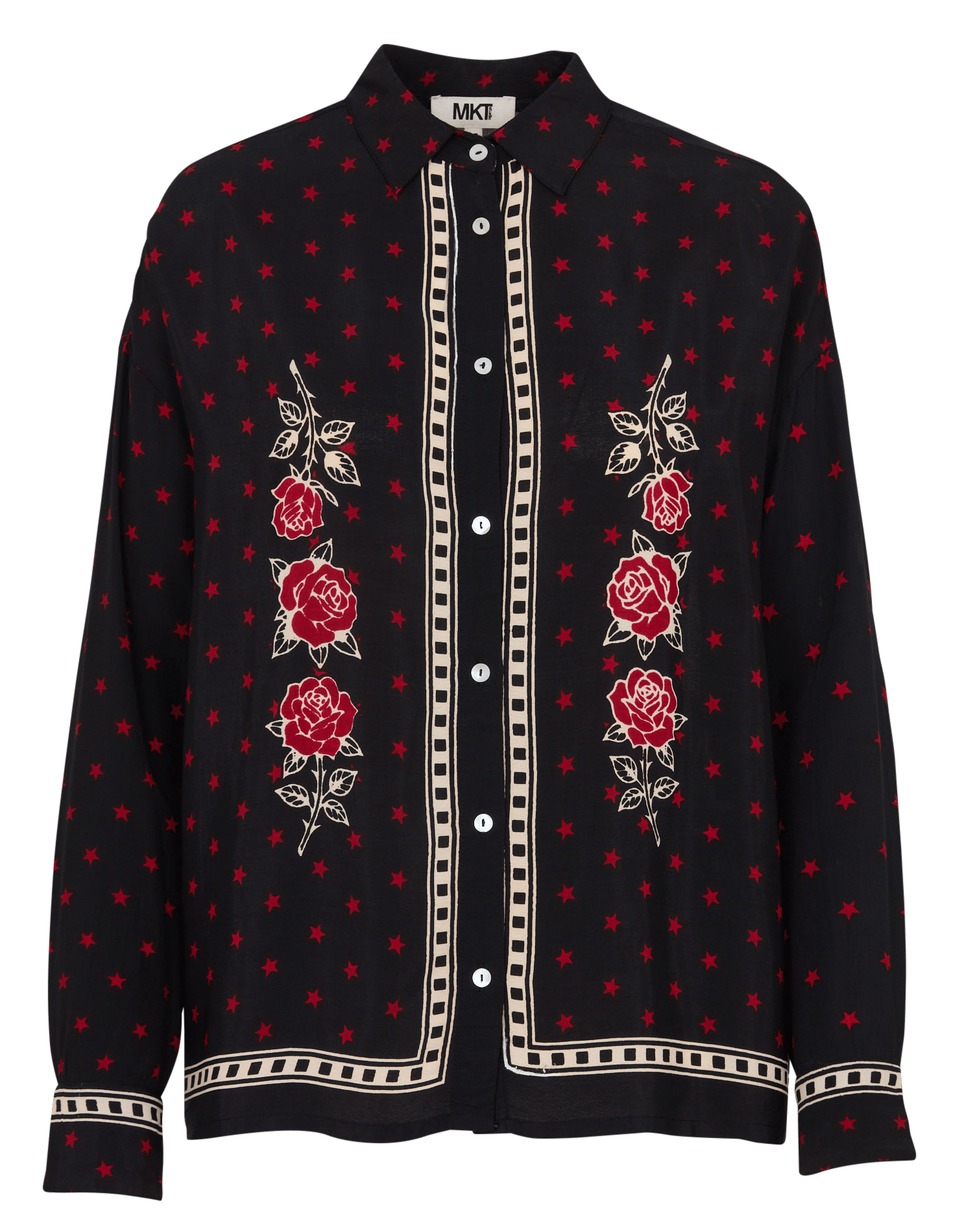 Classic collar patterned shirt MKT Black