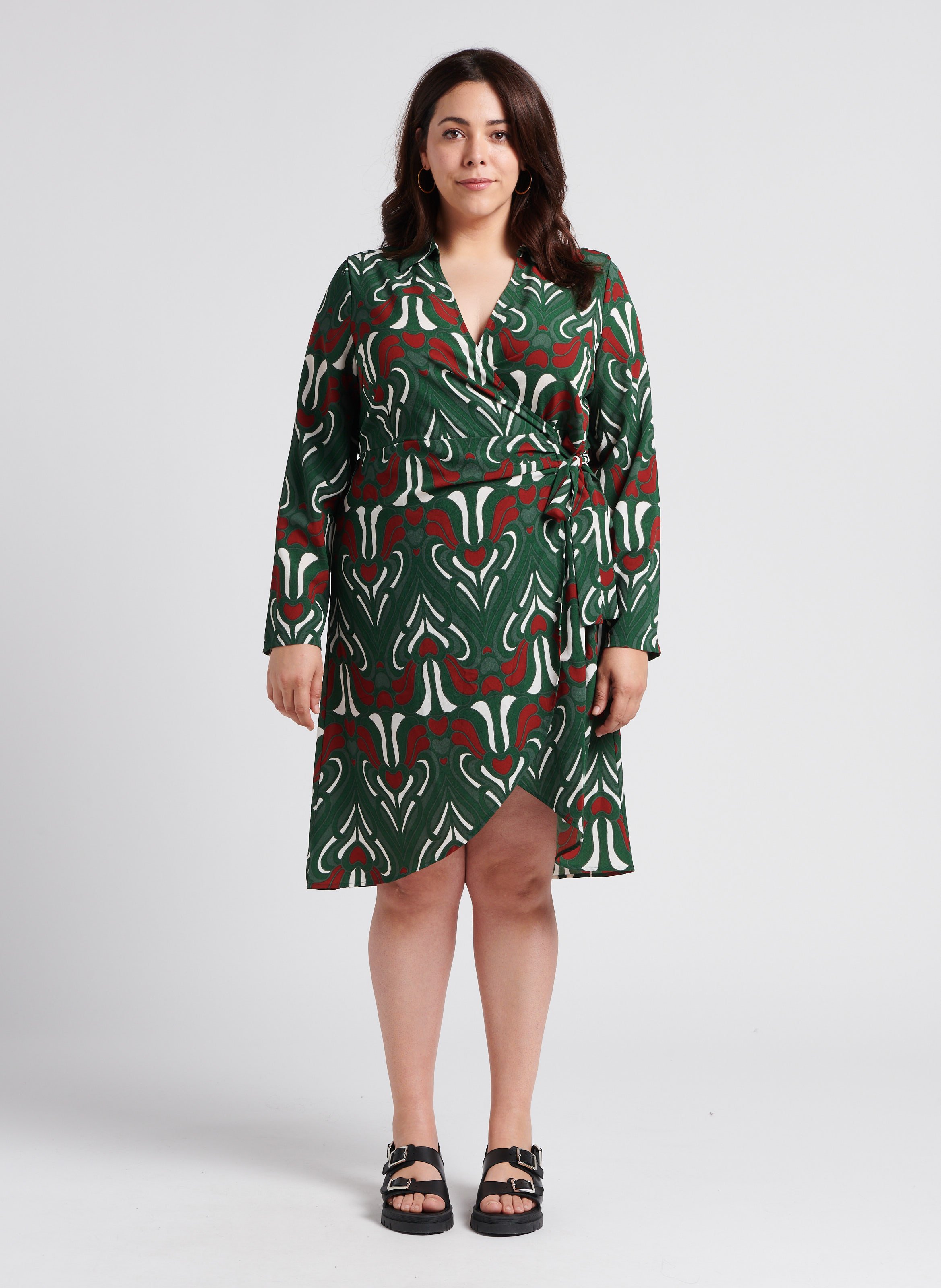 Robe courte portefeuille imprimée  EVOKED Vert