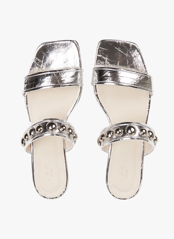 Sandales plates en cuir métallisé | Argent by IRO Sandales plates en cuir métallisé Argent