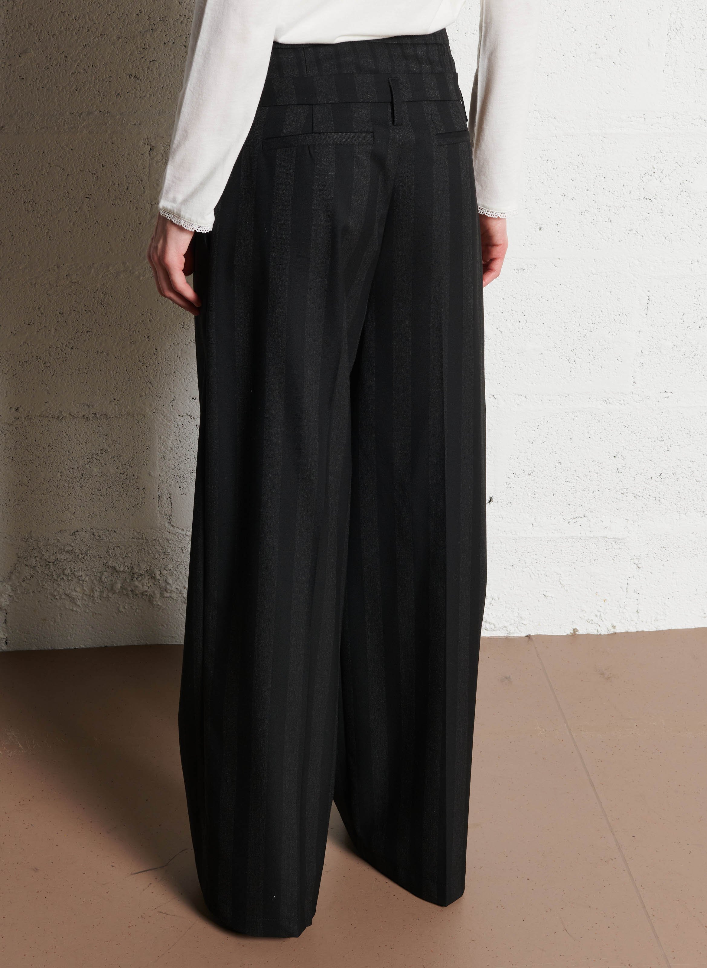 Pantalon large rayé à double tailles  IMPERIAL Noir